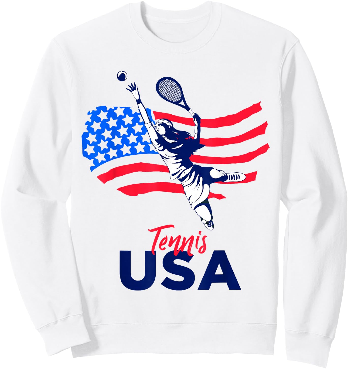 Tennis in The USA Support The Team Shirt USA Plays Tennis Sweatshirt - Sweatshirt | White