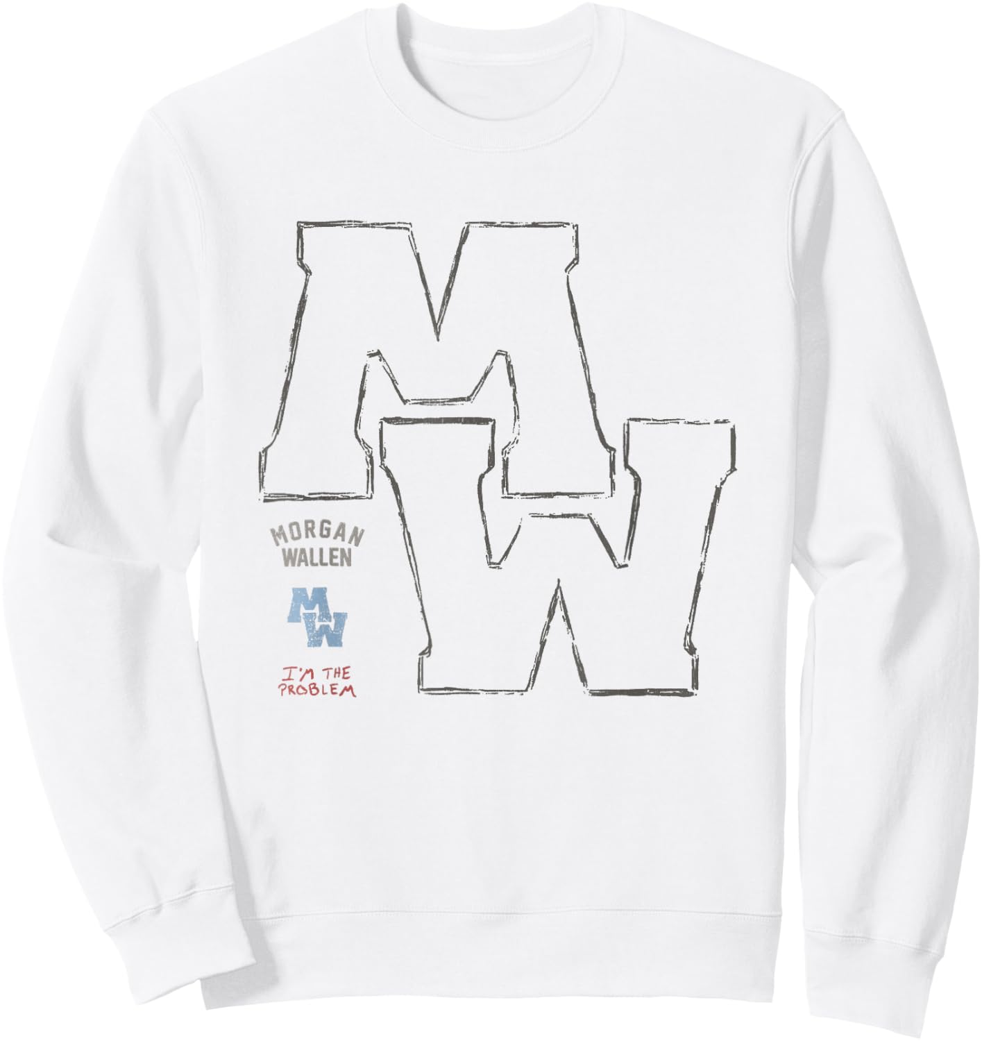 Official Morgan Wallen Sketch Logo Sweatshirt - Sweatshirt | White