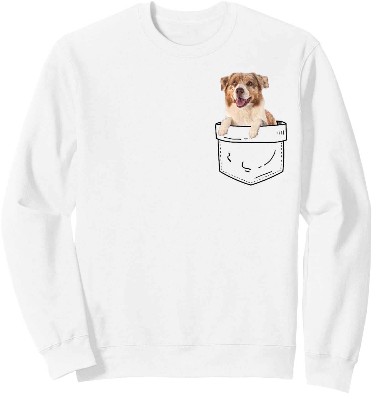 Red Merle Australian Shepherd In Pocket Sweatshirt - Sweatshirt | White