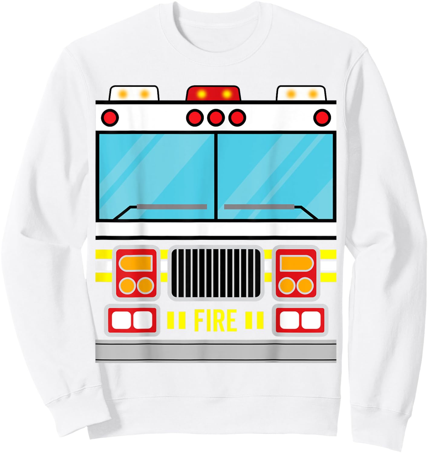 Fire Truck Costume Simple Easy Halloween Group Costume Sweatshirt - Sweatshirt | White