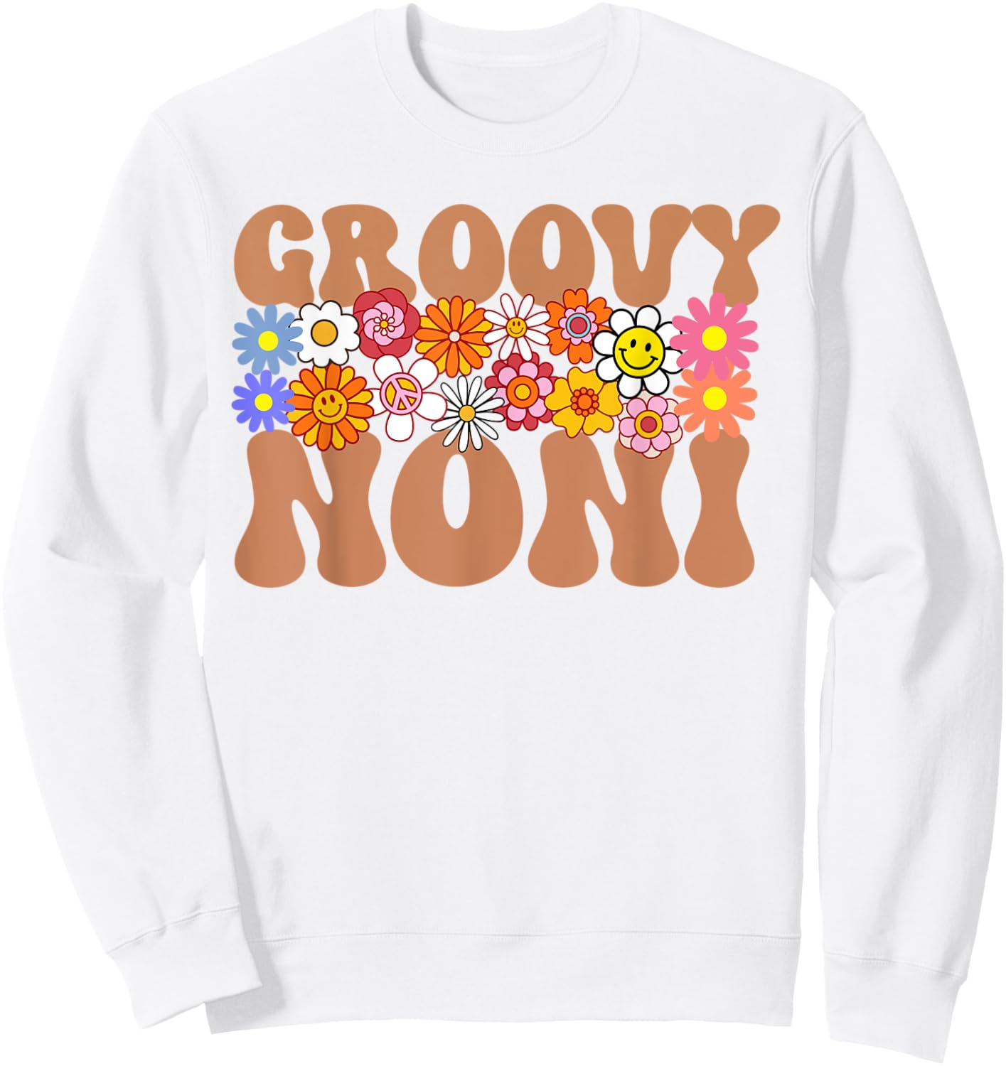 Retro Groovy Noni Grandma Hippie Family Matching Mothers Day Sweatshirt - Sweatshirt | White
