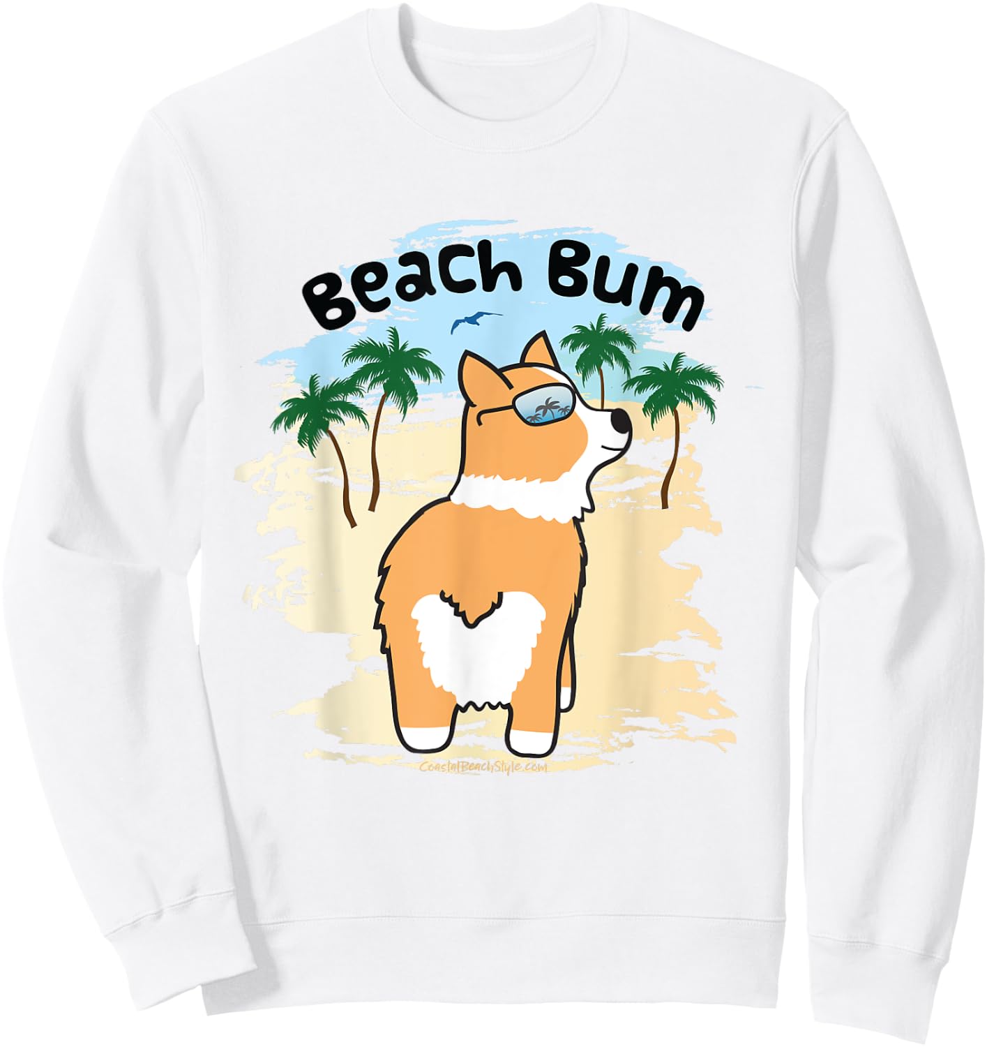 Funny Corgi Dog Beach Bum T Shirt Women Sweatshirt - Sweatshirt | White