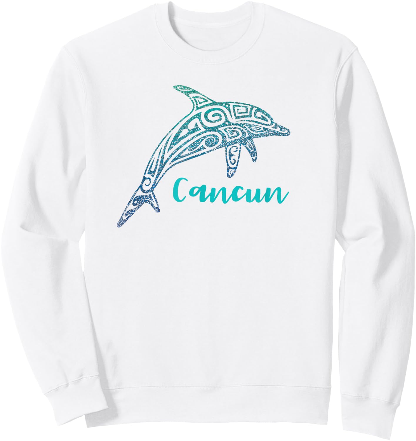 Retro Cancun Mexico Tribal Dolphin Souvenir Vintage Beach Sweatshirt - Sweatshirt | White
