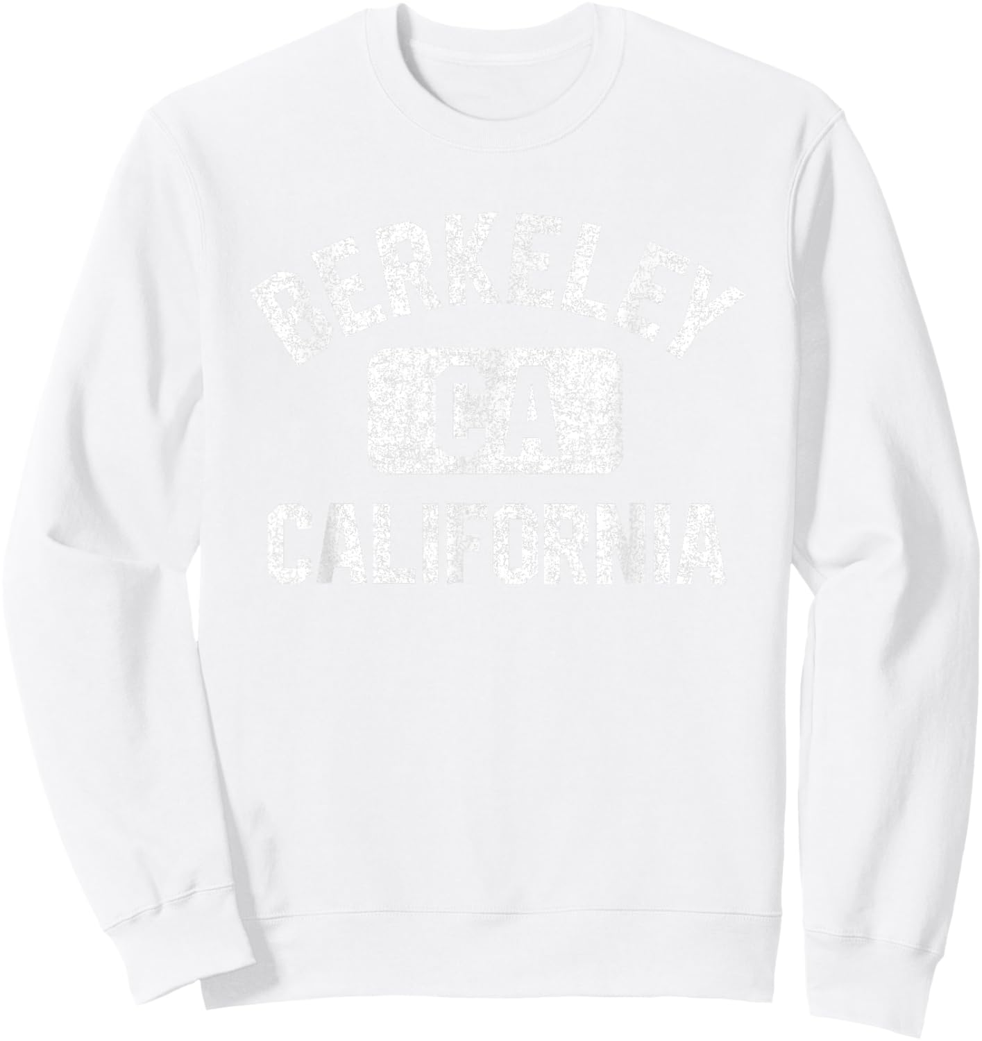 Berkeley California Gym Style Pink w Distressed White Print Sweatshirt - Sweatshirt | White