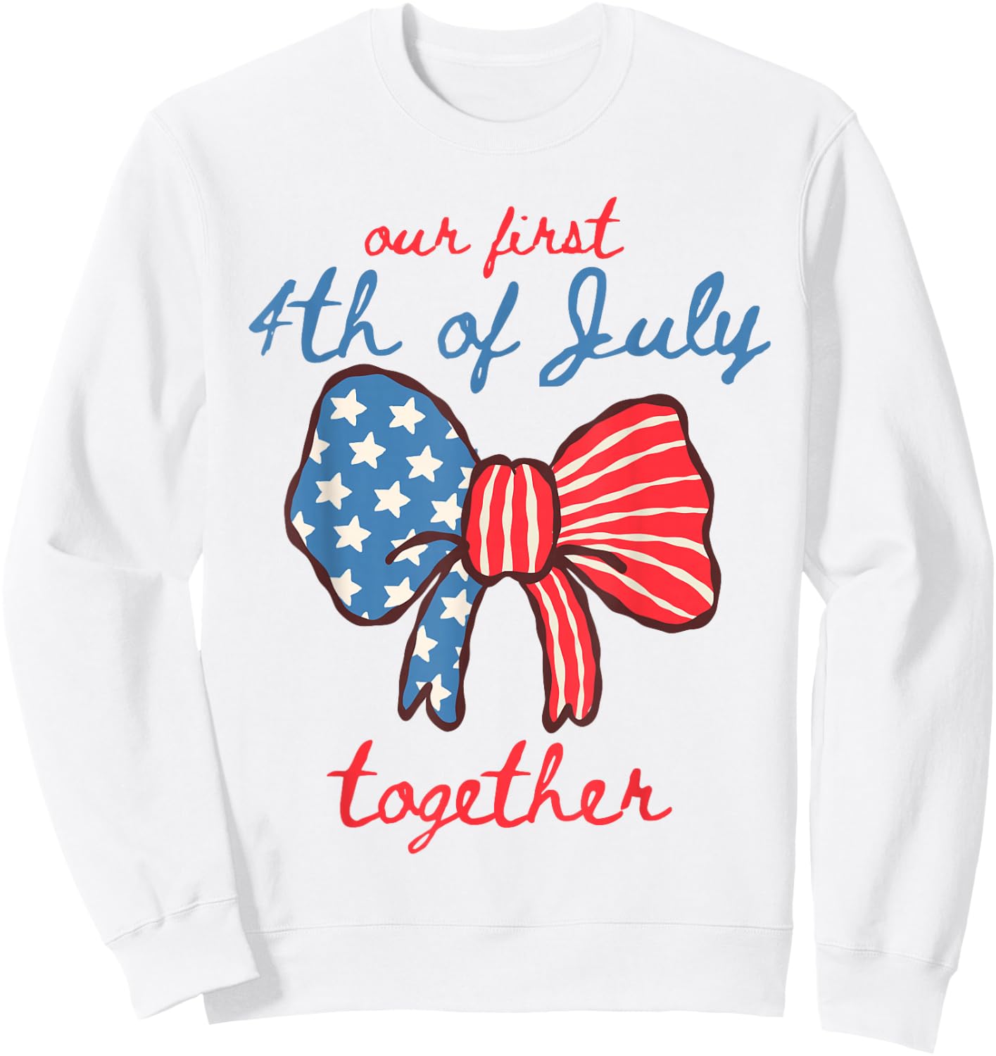 Our First 4th of July Together Cute Bow USA Couples Matching Sweatshirt - Sweatshirt | White