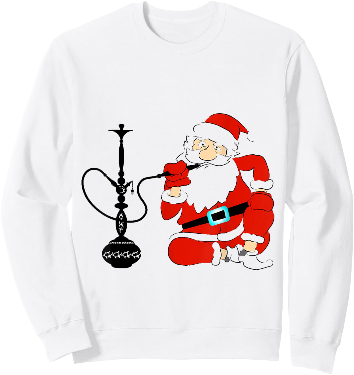 Santa Claus Smoking Hookah Sweatshirt - Sweatshirt | White