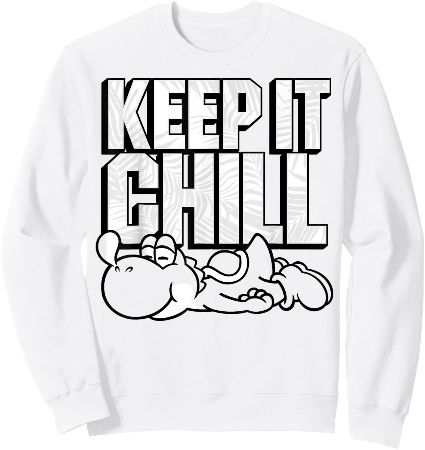 Super Mario Yoshi Keep It Chill Outline Portrait Sweatshirt - Sweatshirt | White