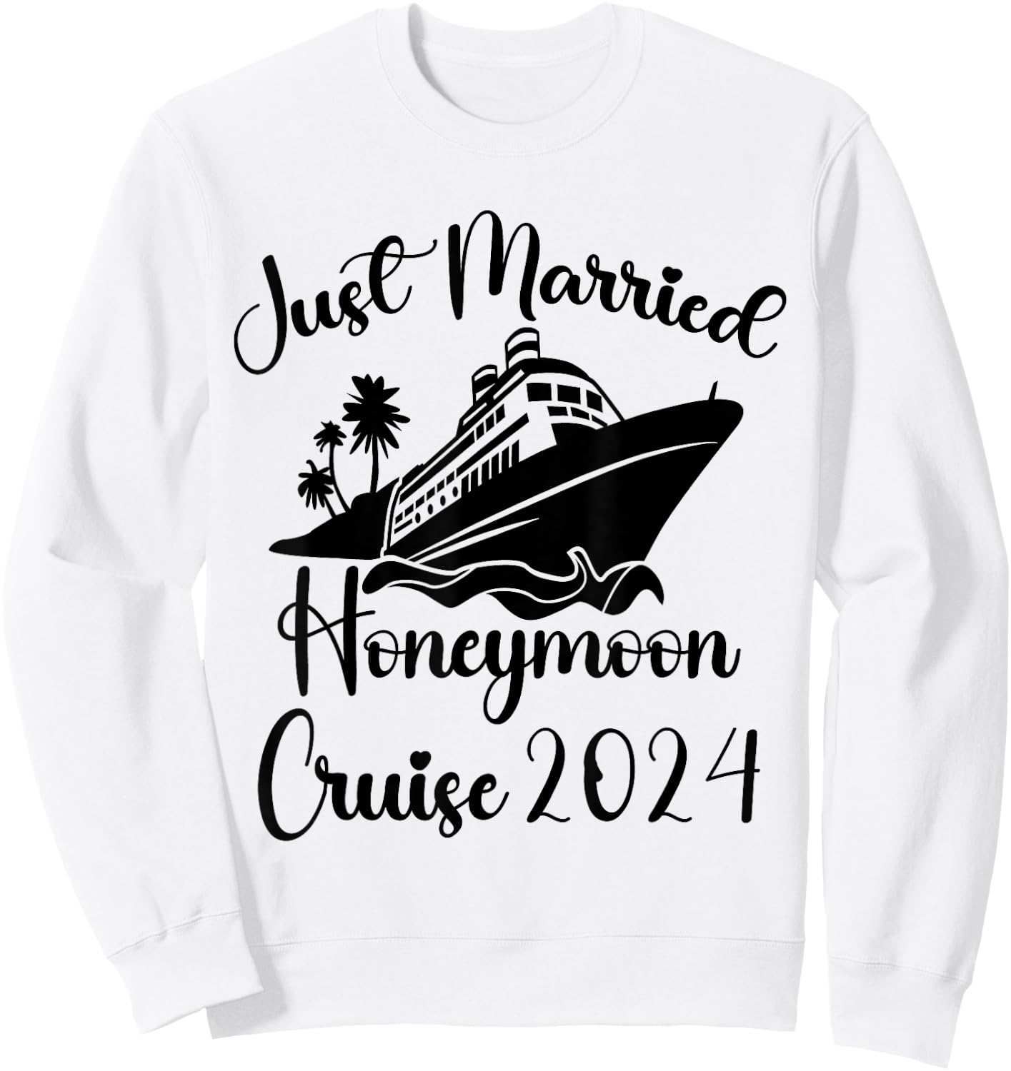 Just Married 2024 Wedding Rings Matching Couple Newlyweds Sweatshirt - Sweatshirt | White
