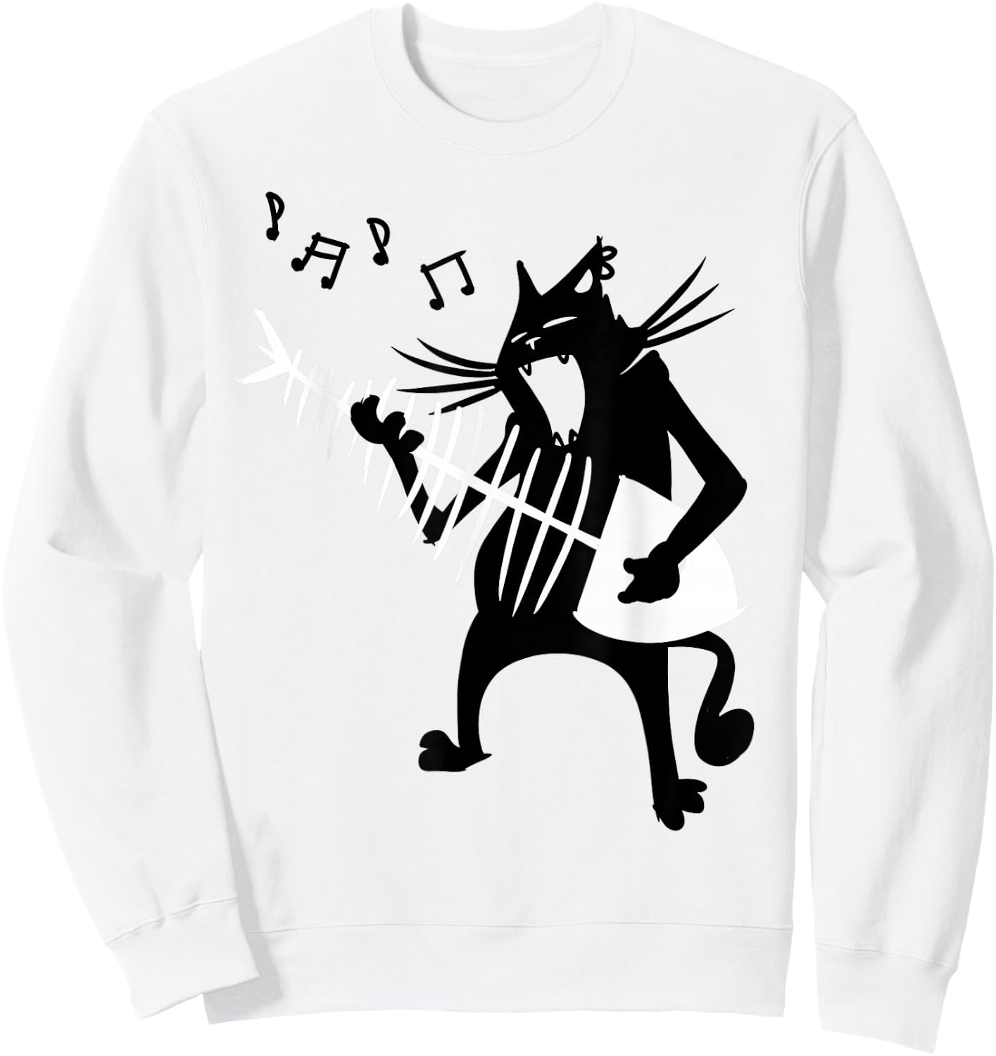Cat Playing Guitar Music Lover Rock Roll Christmas Gift Sweatshirt - Sweatshirt | White