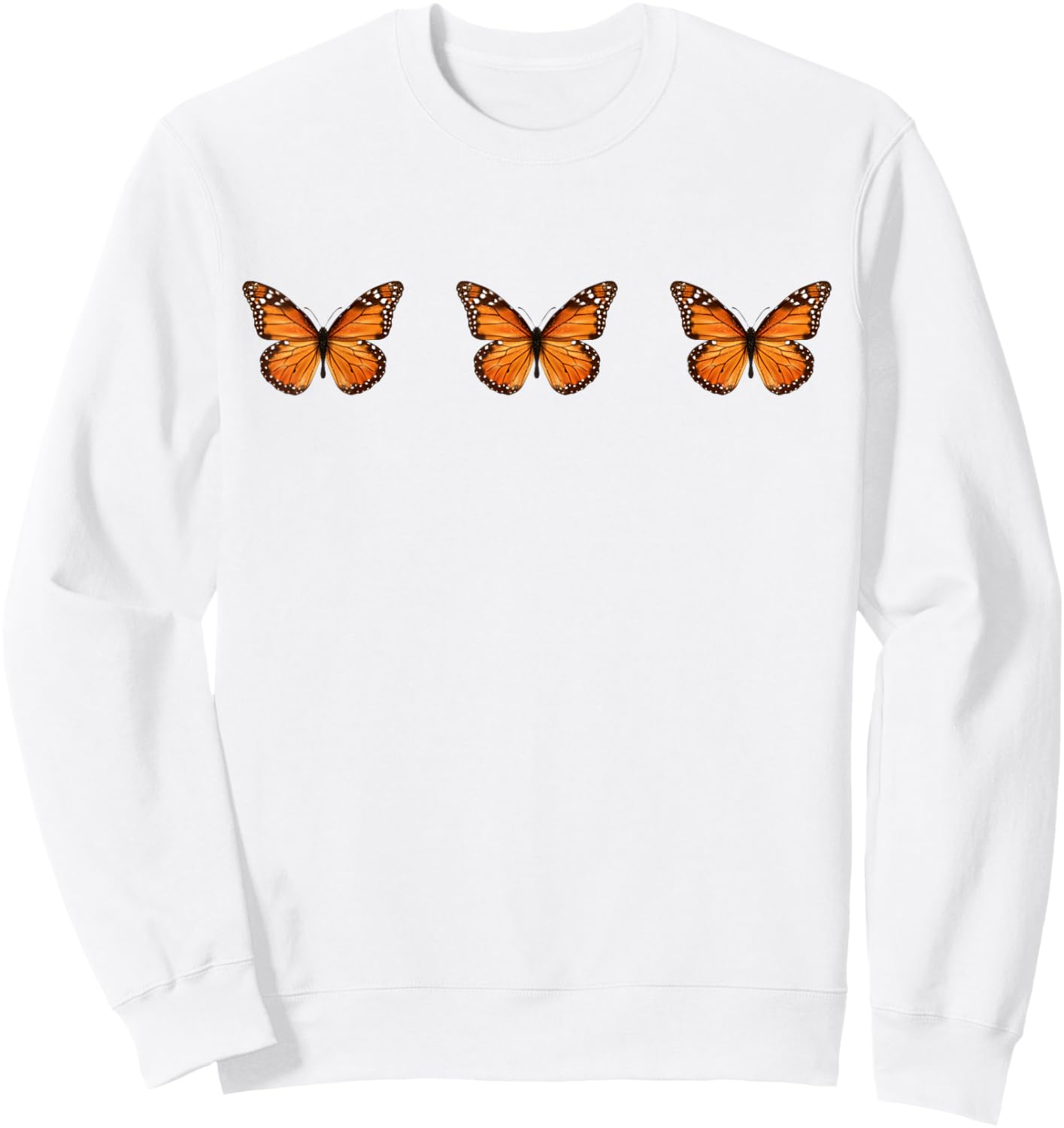 Aesthetic Monarch Butterflys - Butterfly Soft Grunge Sweatshirt - Sweatshirt | White