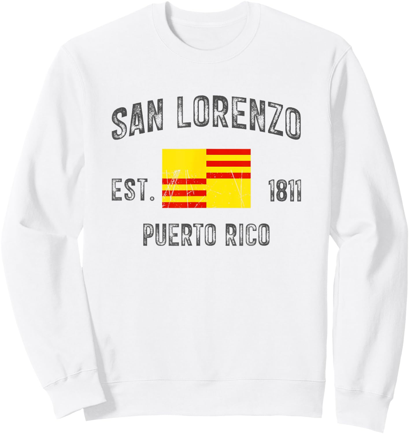 Vintage San Lorenzo EST.1811 Puerto Rico Flag Design Sweatshirt - Sweatshirt | White