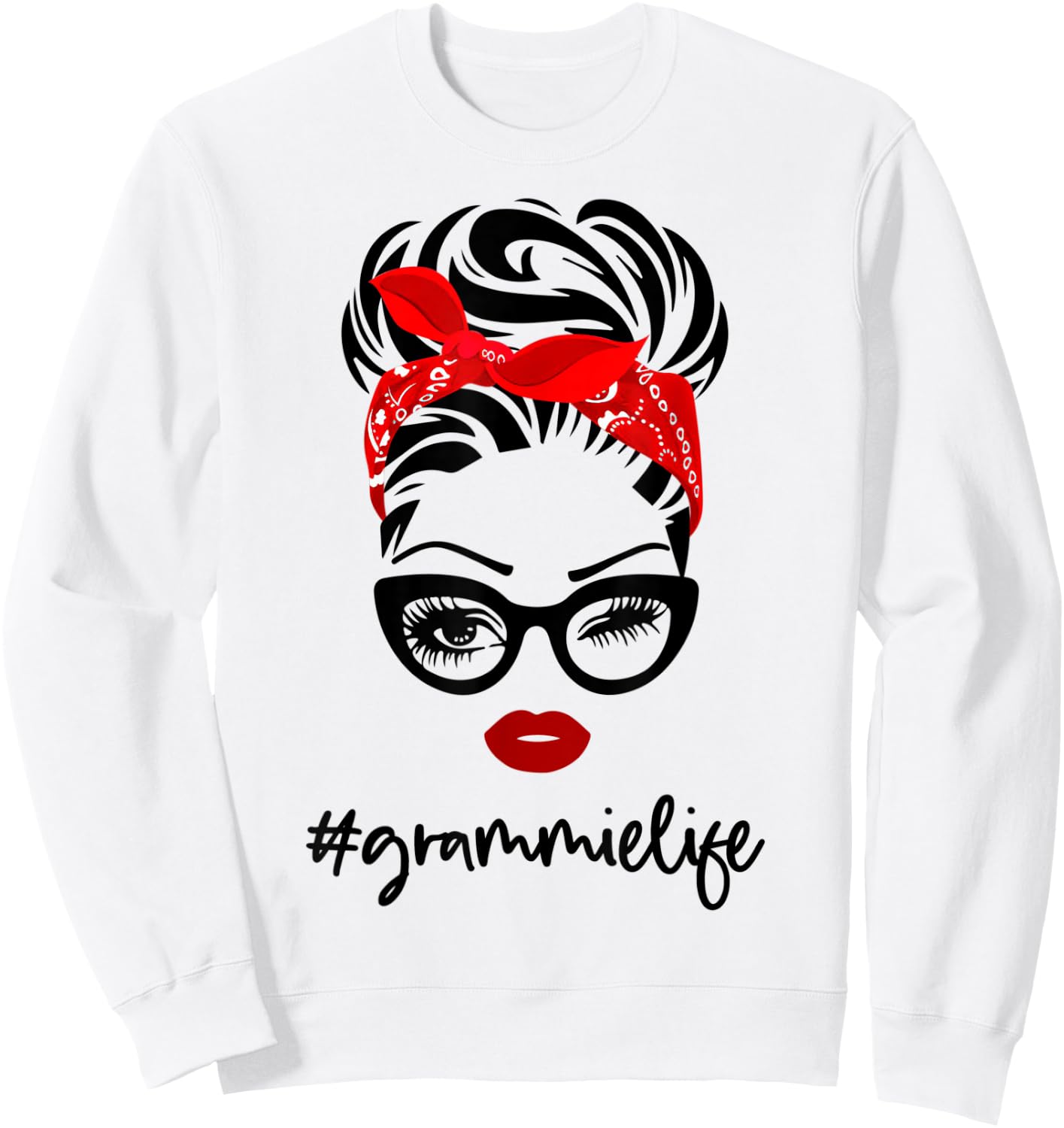 #grammieLife grammie Life Vintage Wink Eye Woman Face Gifts Sweatshirt - Sweatshirt | White