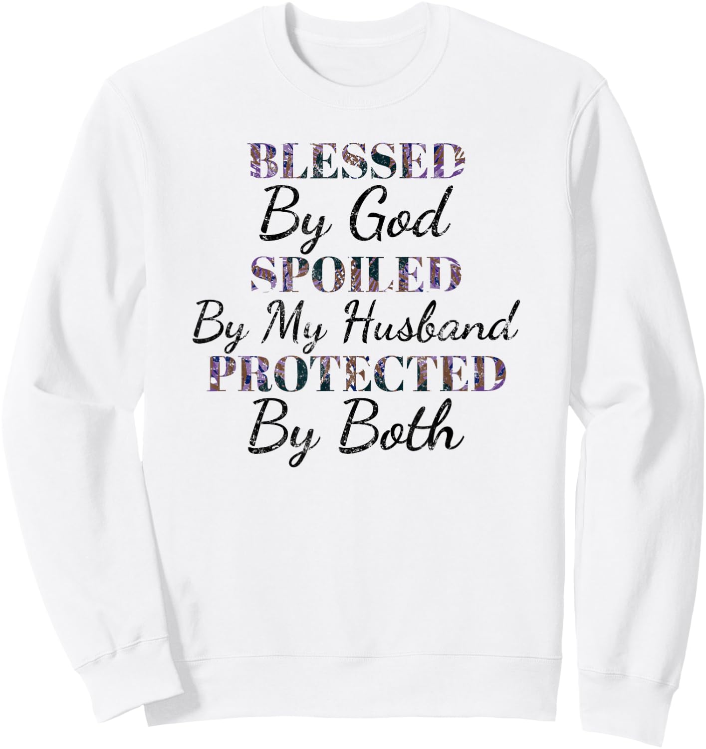 Vintage Blessed By God Spoiled By Husband Wife Sweatshirt - Sweatshirt | White
