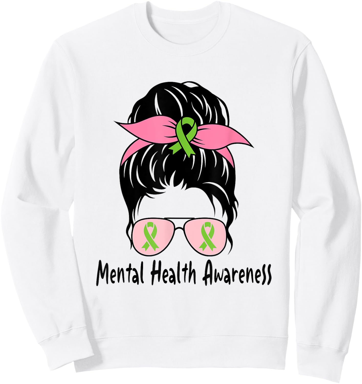 Messy Bun Mental Health Matters Gift Mental Health Awareness Sweatshirt - Sweatshirt | White