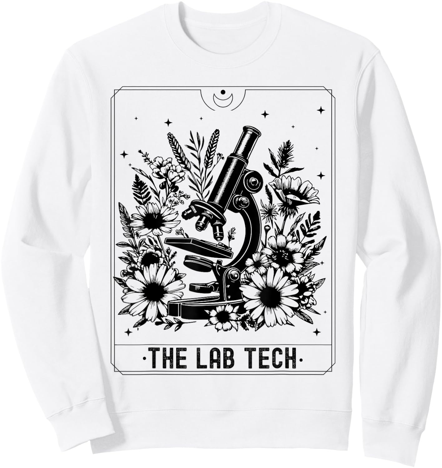 Retro Floral Laboratory Scientist Microscope Tarot Card Lab Sweatshirt - Sweatshirt | White