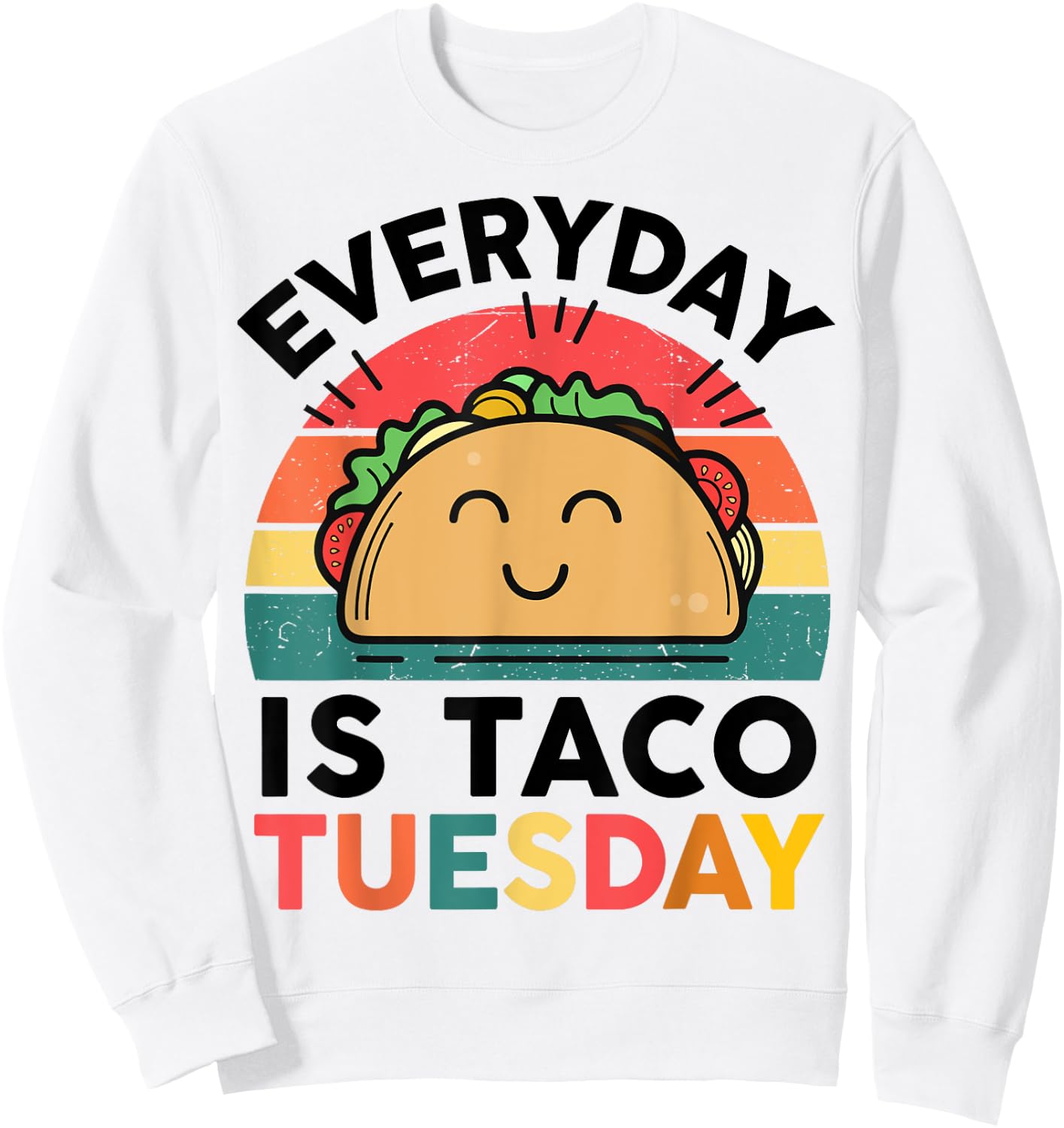 Funny Everyday Is Taco-Tuesday Toddler Boy Kids Cute Retro Sweatshirt - Sweatshirt | White