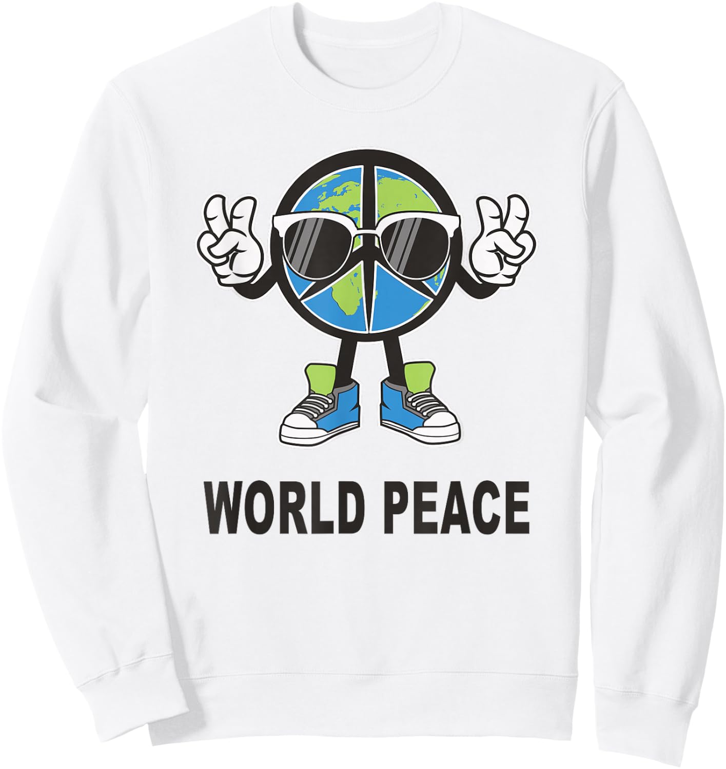 World Peace On Earth Shirt Global Love Peace Sign Funny Sweatshirt - Sweatshirt | White