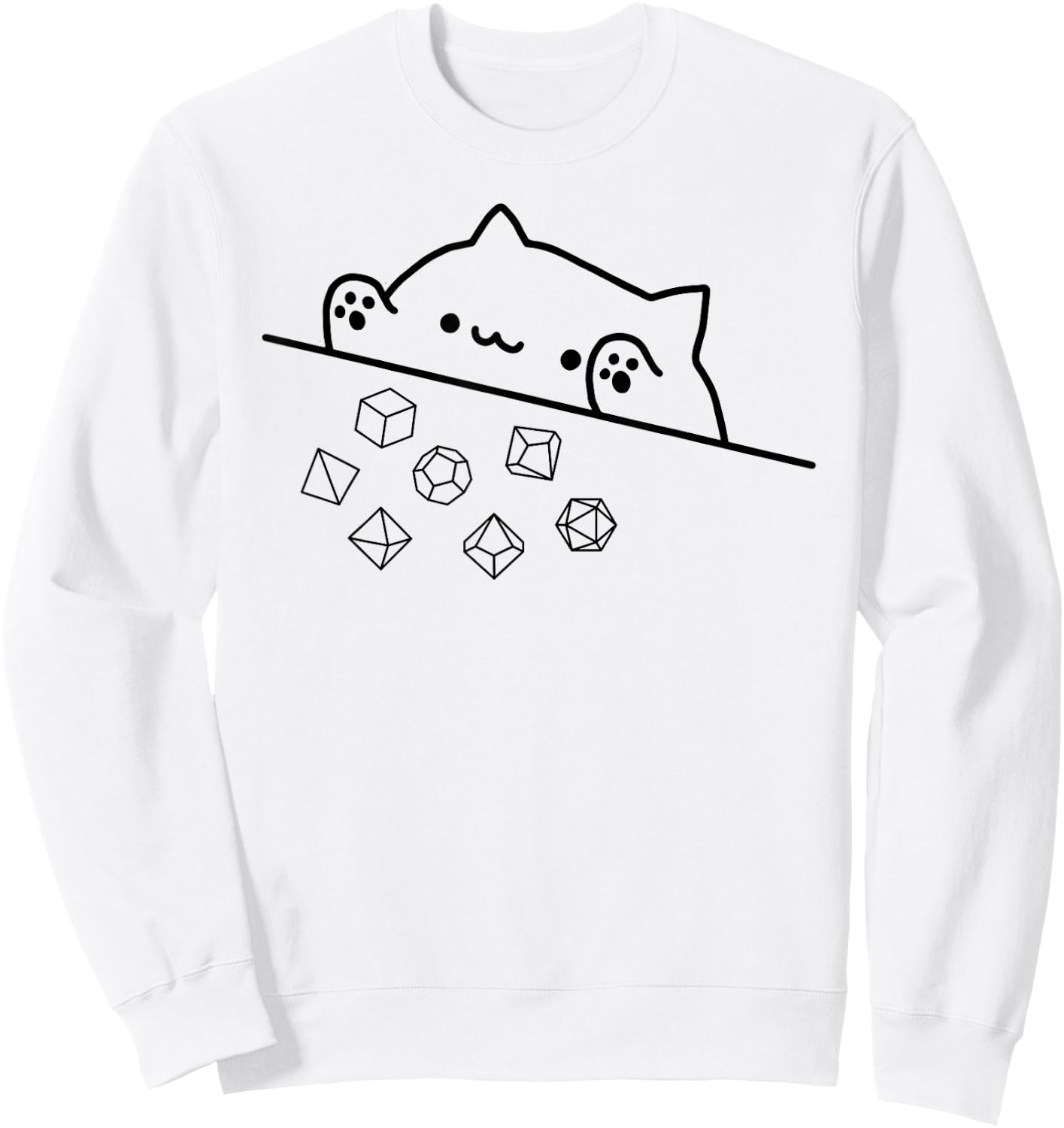 Cat Throwing Rainbow Dice Tabletop RPG Sweatshirt - Sweatshirt | White