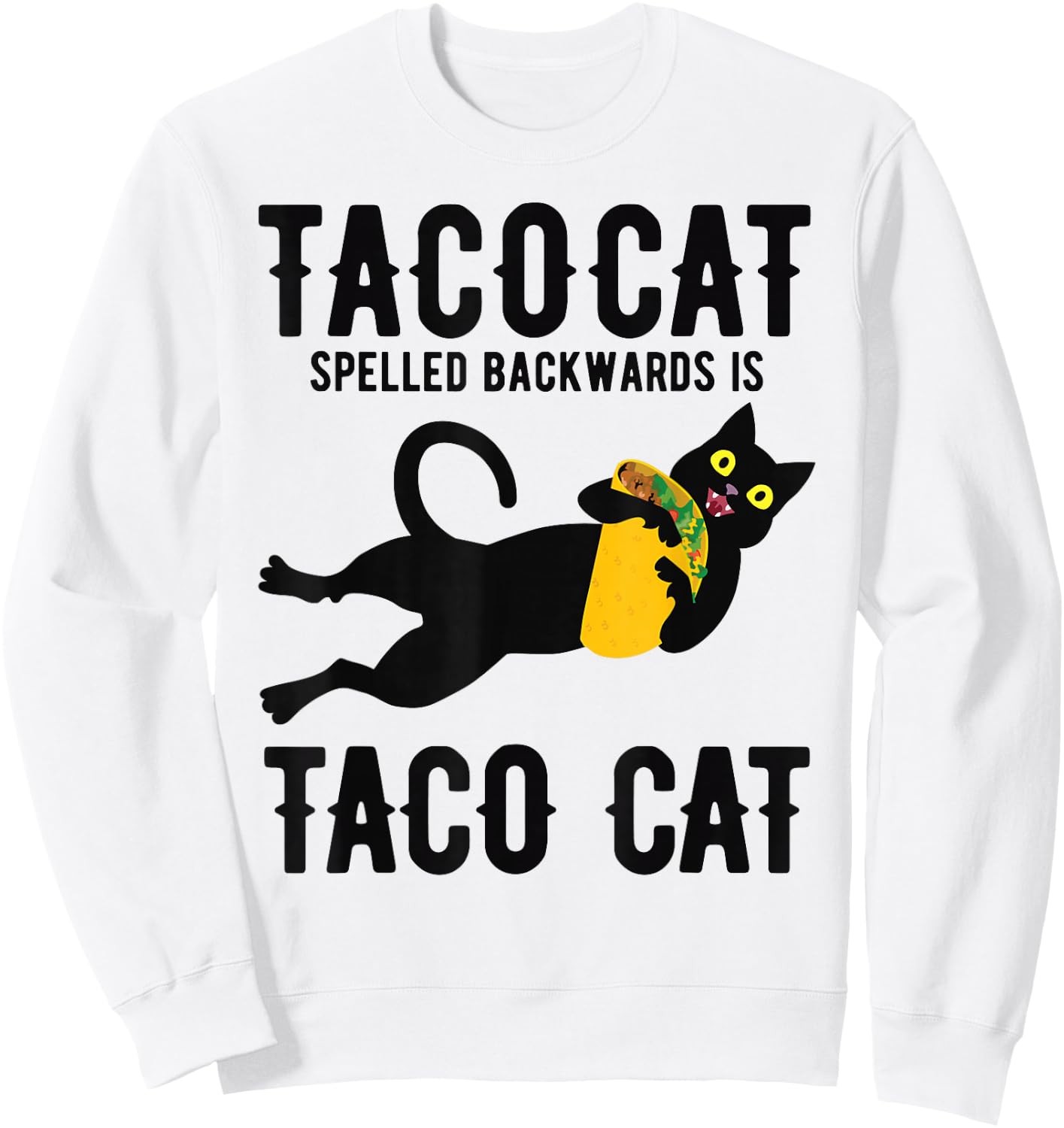 Funny Taco Cat Boys Girls Cinco De Mayo Taco Tuesday Sweatshirt - Sweatshirt | White