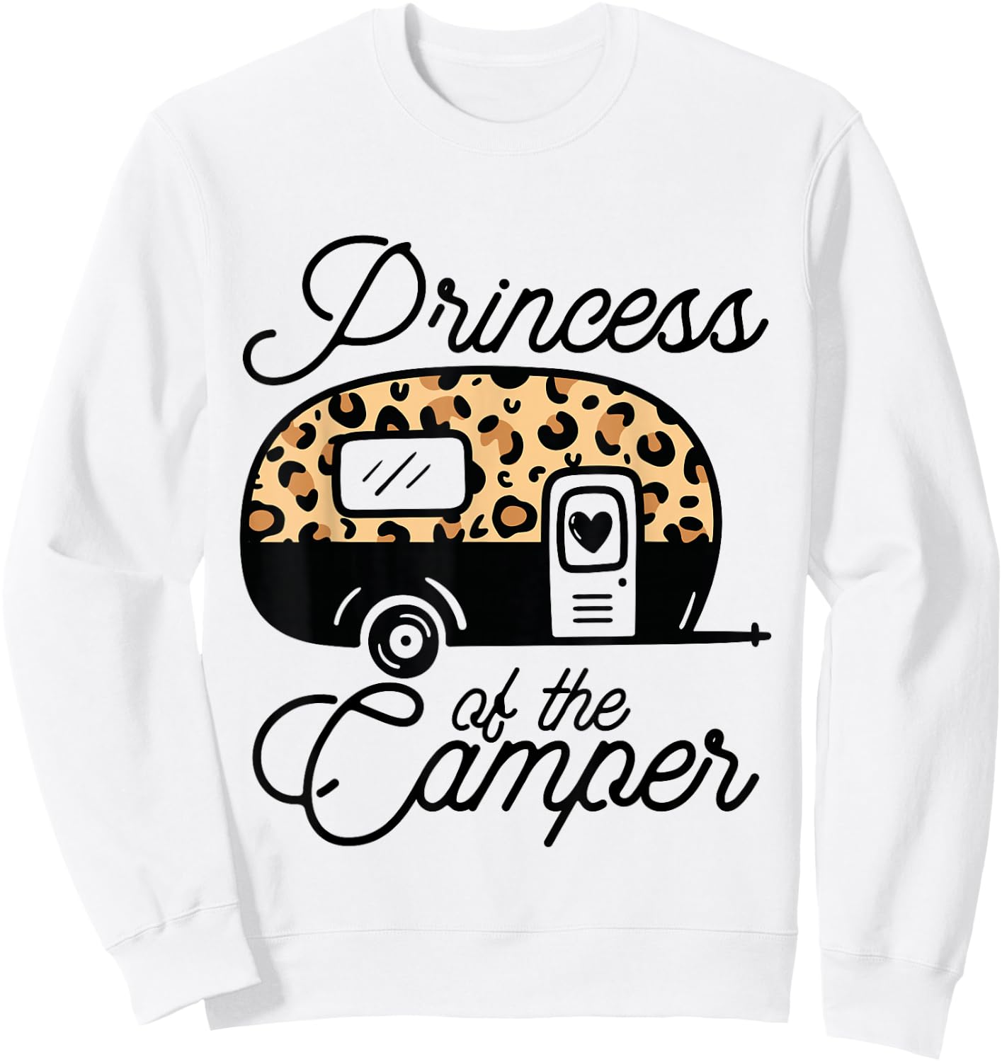 Princess of the Camper Leopard Women Camper Camping Traveler Sweatshirt - Sweatshirt | White