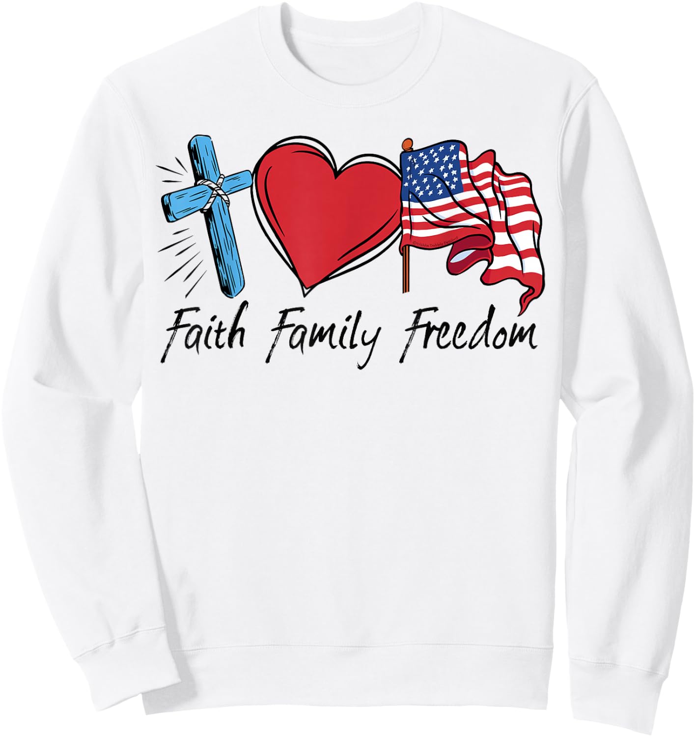 Patriotic Retro Faith Family Freedom USA Flag 4th of July Sweatshirt - Sweatshirt | White