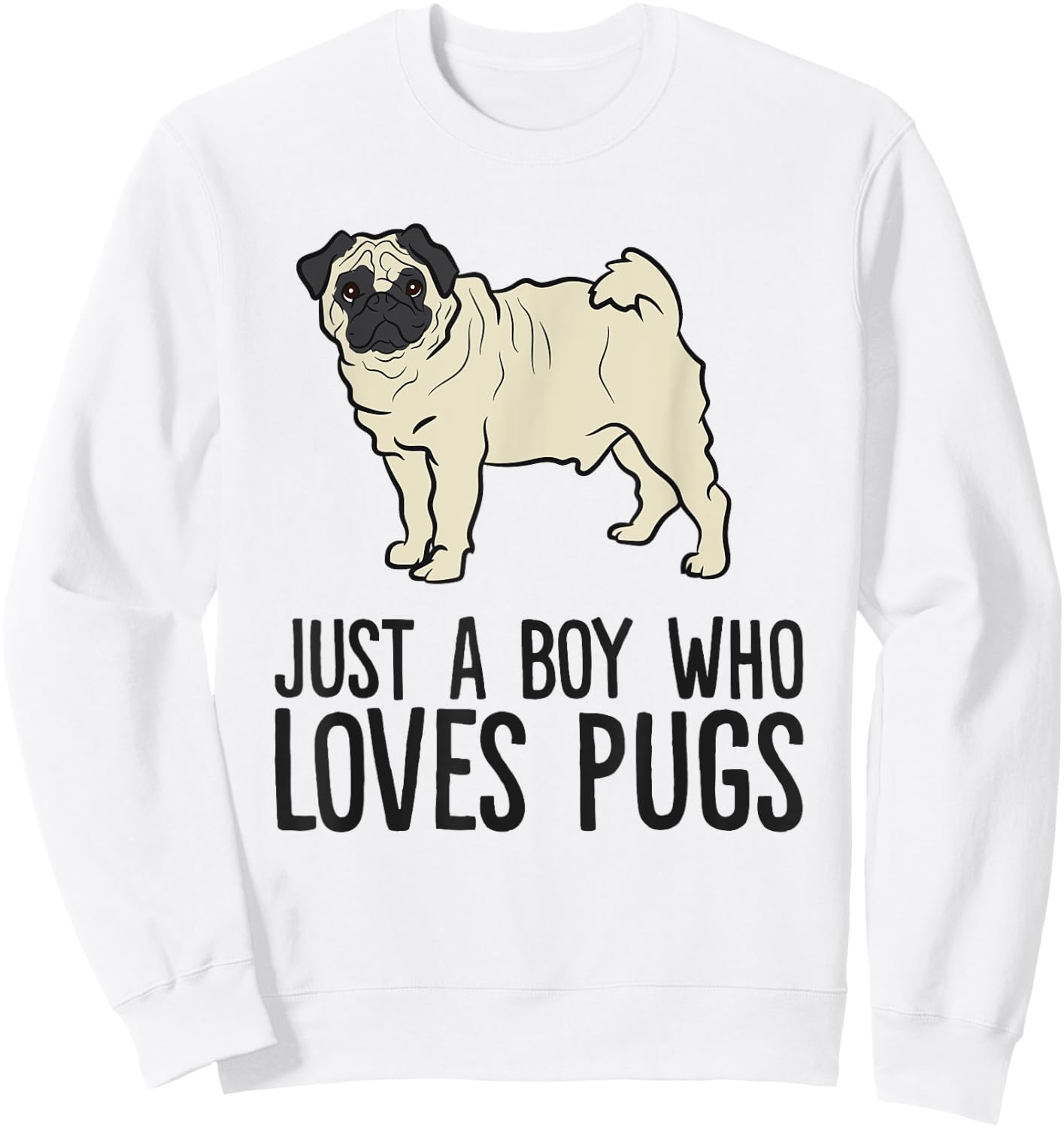 Just a Boy Who Loves Pugs Sweatshirt - Sweatshirt | White