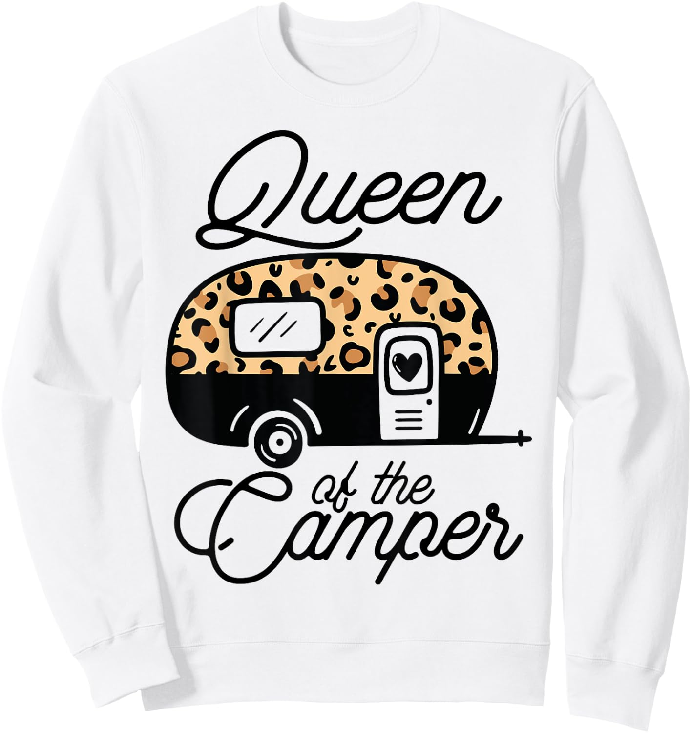 Queen of the Camper Leopard Women Camper Camping Traveler Sweatshirt - Sweatshirt | White