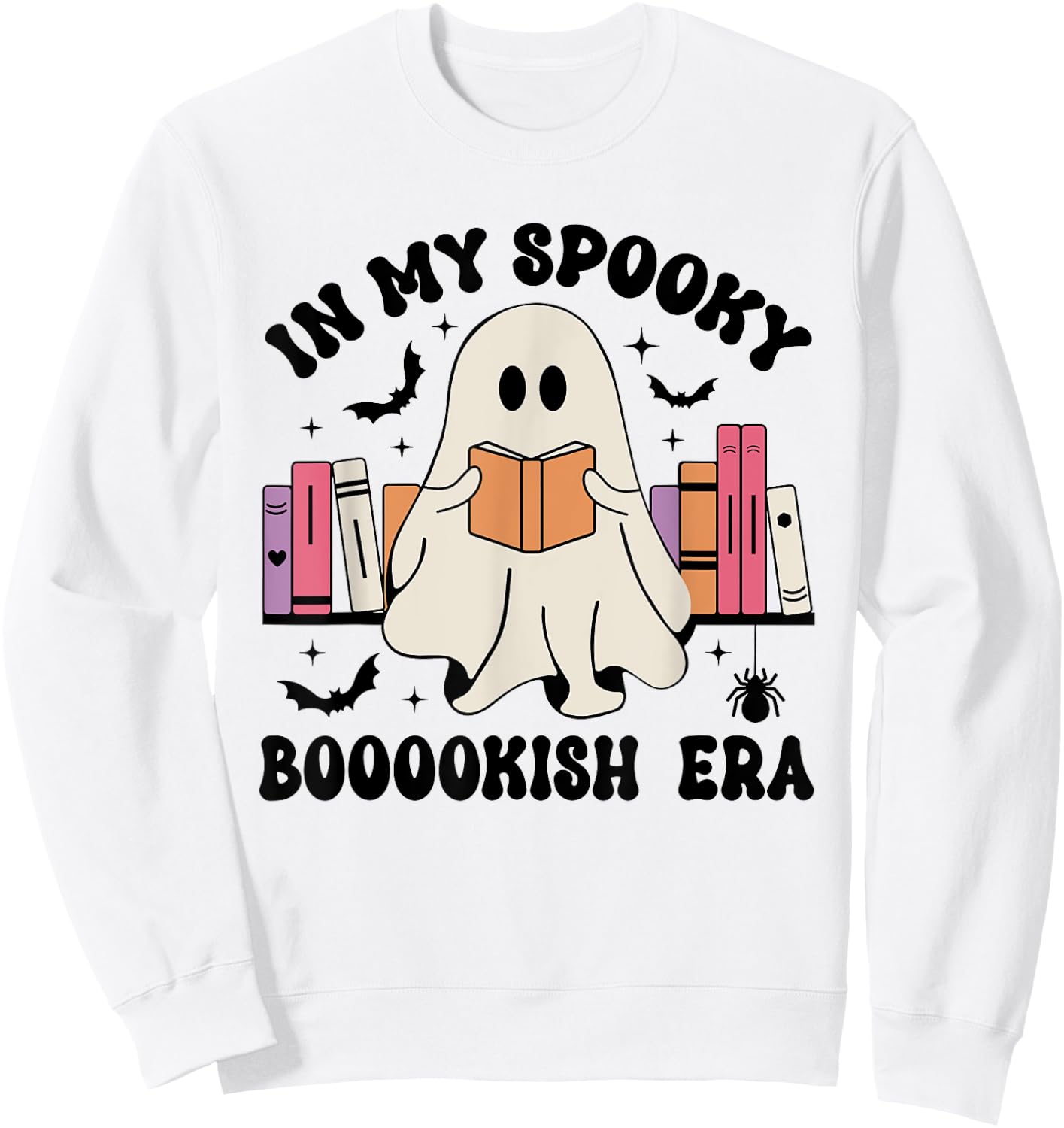 In My Spooky Bookish Era Ghost Books Halloween Reading Sweatshirt - Sweatshirt | White
