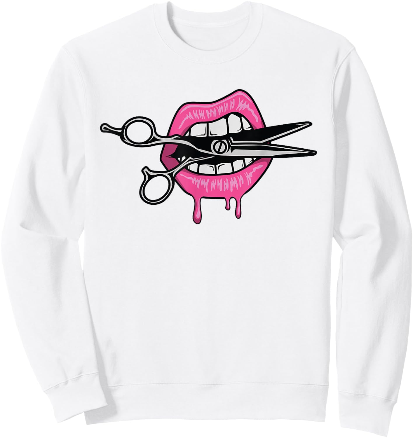 Sassy Lips Biting Scissors Hairdresser/Barber Gift Sweatshirt - Sweatshirt | White