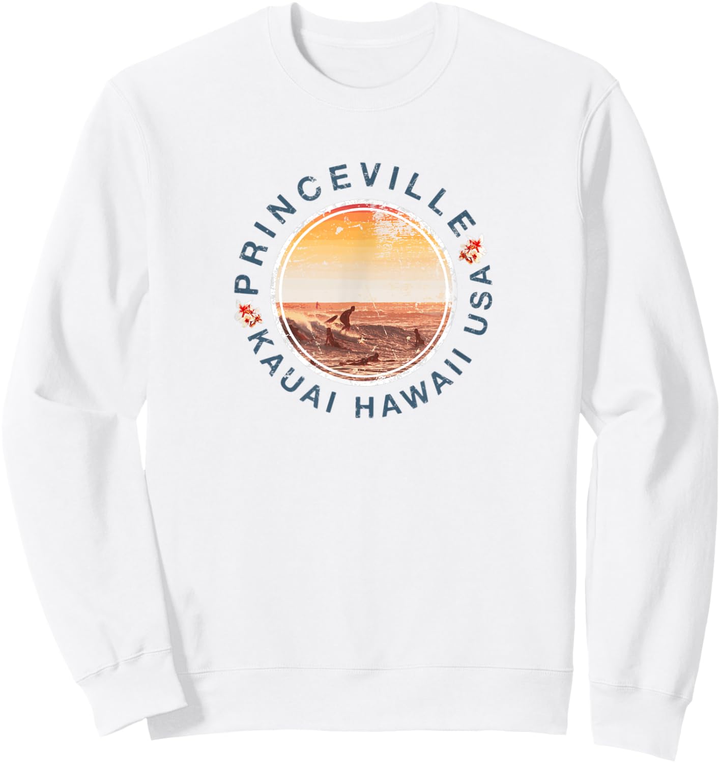Kauai Hawaii Princeville Surfing Retro Sweatshirt - Sweatshirt | White