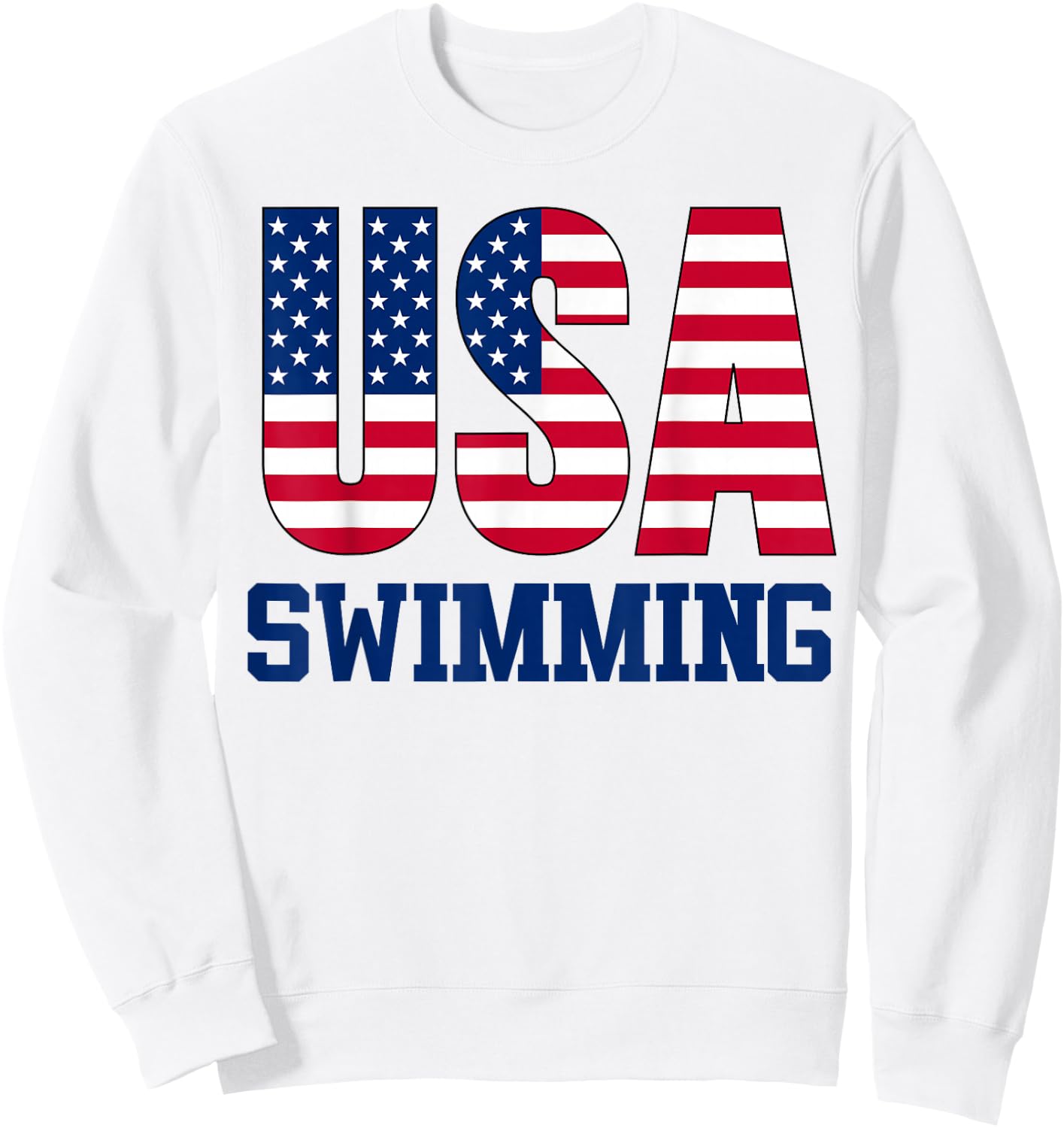 USA with American Flag Swimming Sports Sweatshirt - Sweatshirt | White