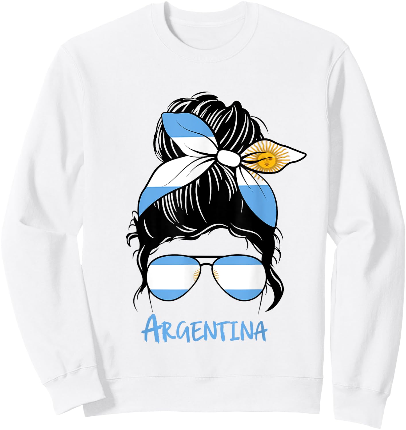 Argentine Girl Bandana Glasses Flag Colors Latina Pride Sweatshirt - Sweatshirt | White