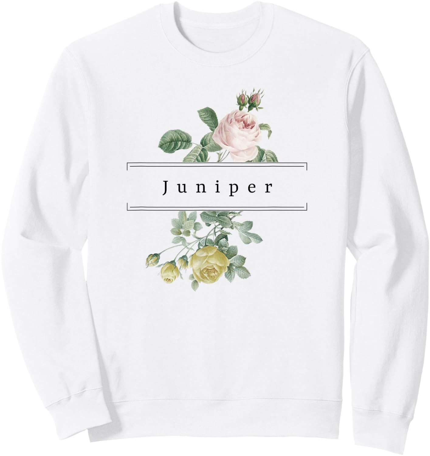Juniper First Name Vintage Roses Wedding Shower Rose Sweatshirt - Sweatshirt | White