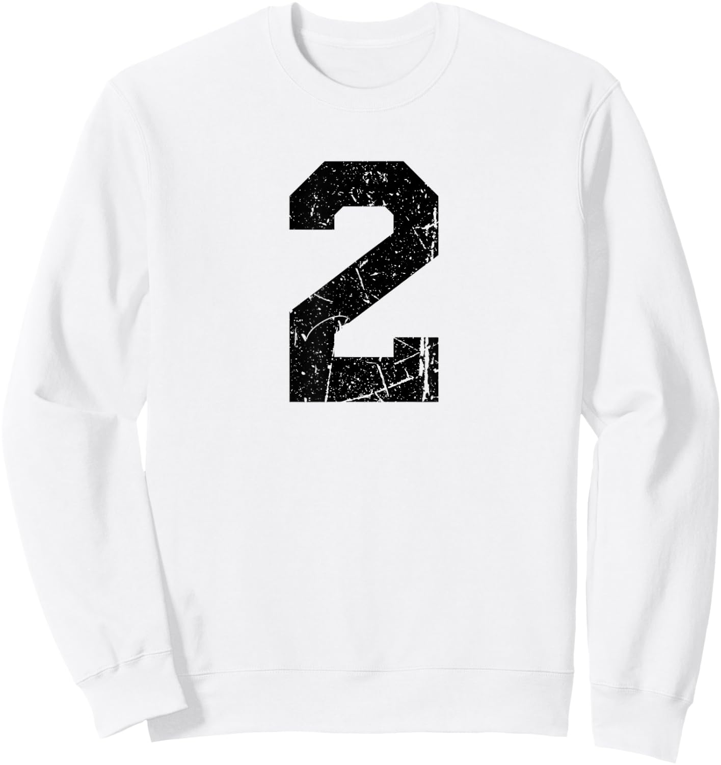 Distressed Black Sports Team Number #2 Sweatshirt - Sweatshirt | White