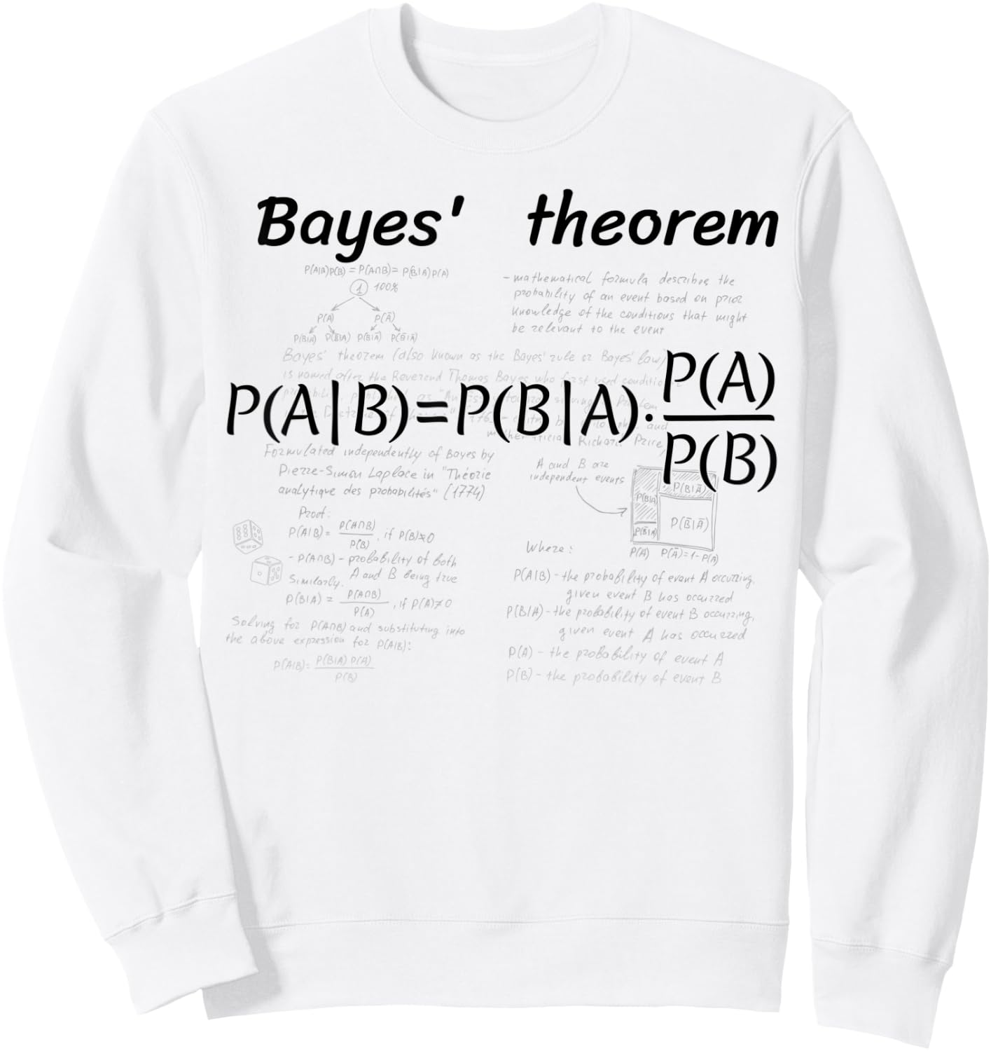 Design with Bayes' theorem Sweatshirt - Sweatshirt | White
