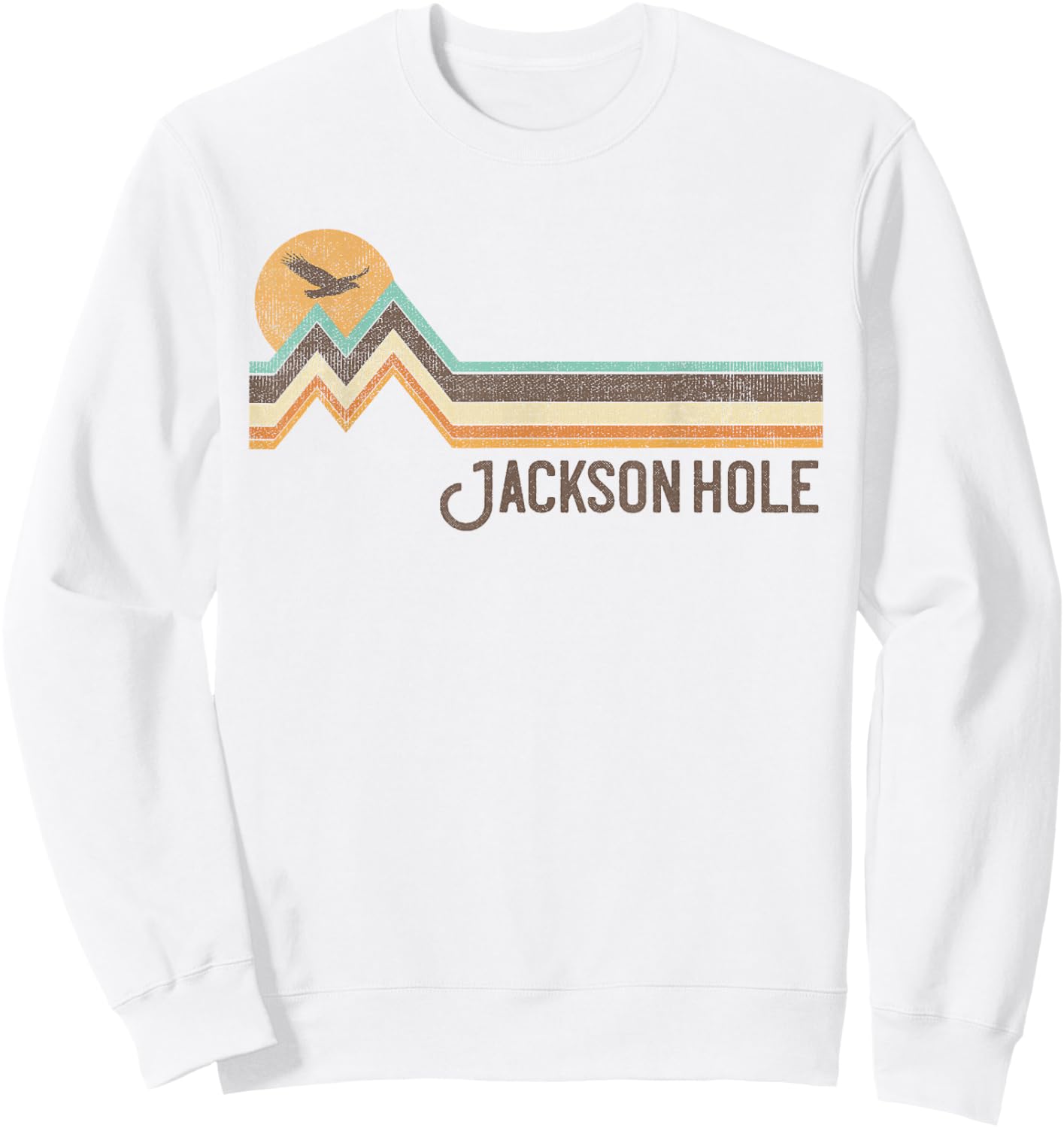 Jackson Hole Wyoming 70s 80s Retro Style Vintage Distressed Sweatshirt - Sweatshirt | White