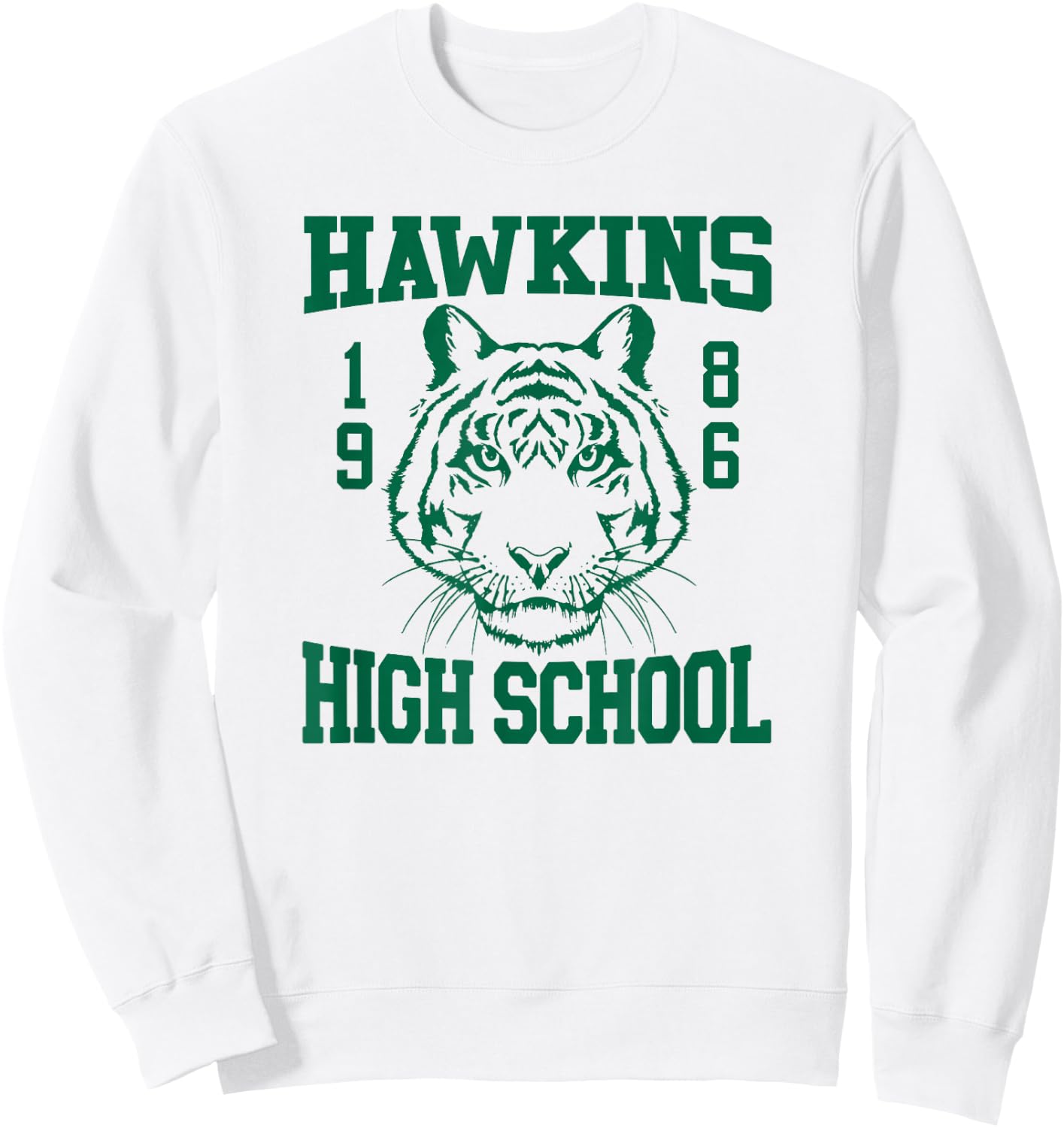 Stranger Things 4 Hawkins High School Green Logo Sweatshirt - Sweatshirt | White