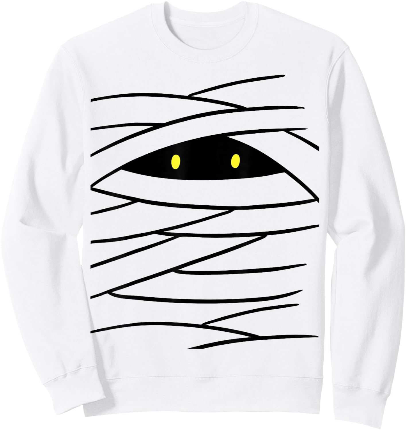 Mummy Costume Easy Haloween Funny Boy Wrap Face Monster Eyes Sweatshirt - Sweatshirt | White