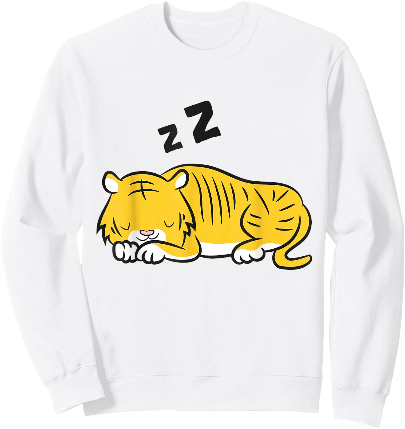 Sleeping Tiger Cute Tiger Pajamas Tiger Sweatshirt - Sweatshirt | White