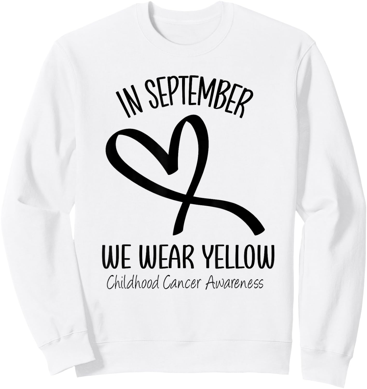 Heart September We Wear Yellow Childhood Cancer Awareness Sweatshirt - Sweatshirt | White