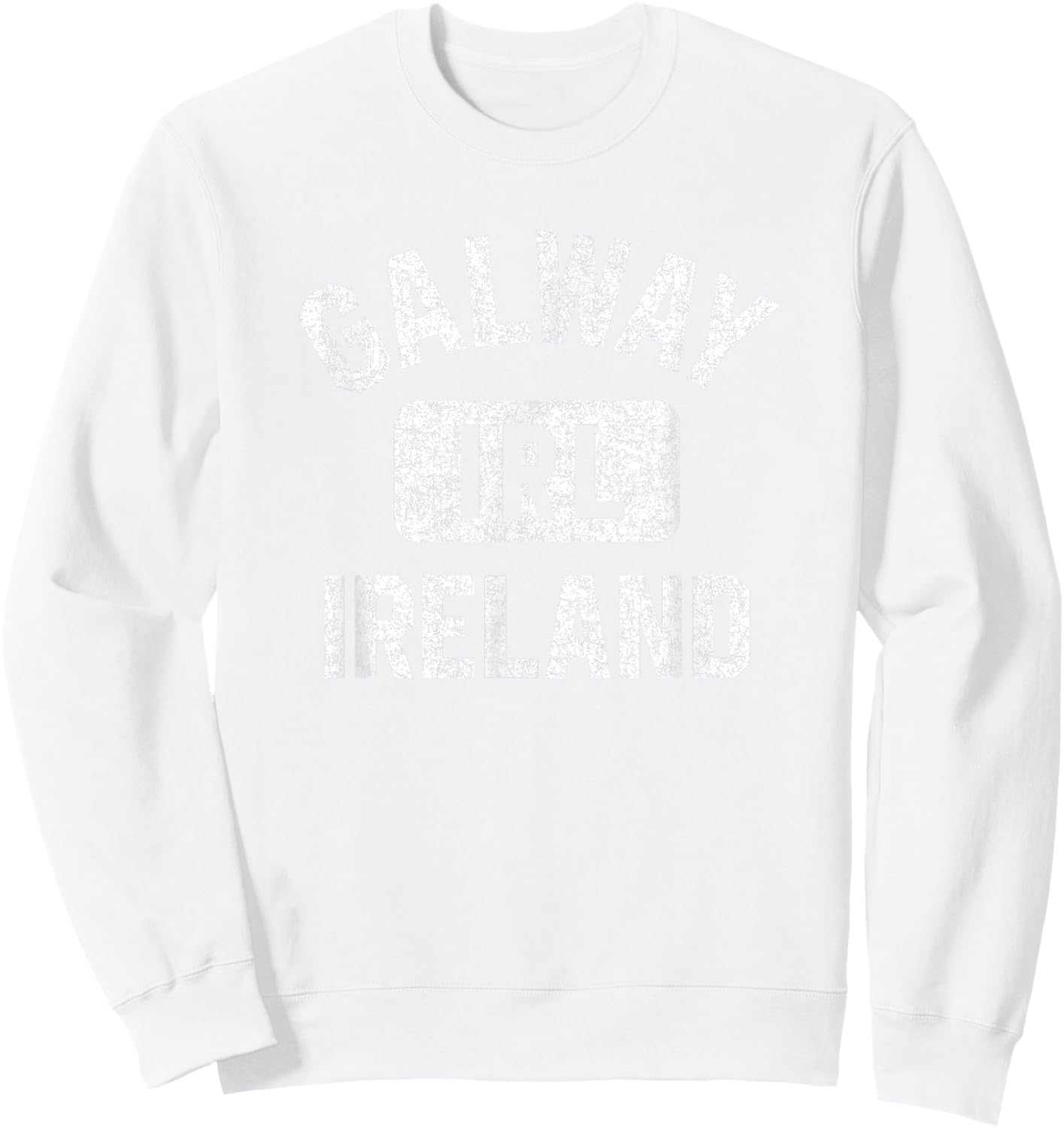 Galway Ireland IRL Gym Style Green w Distressed White Print Sweatshirt - Sweatshirt | White