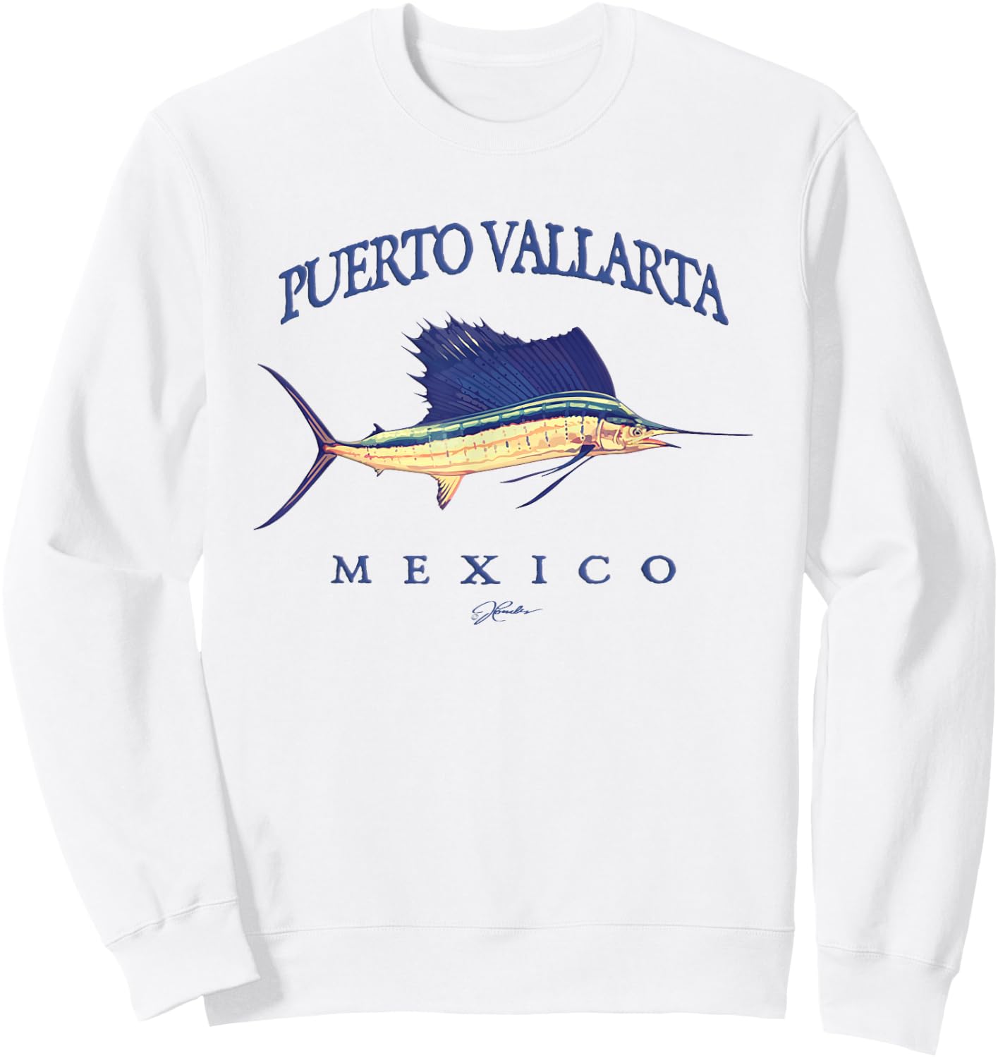JCombs: Puerto Vallarta, Mexico, Vintage Sailfish Sweatshirt - Sweatshirt | White