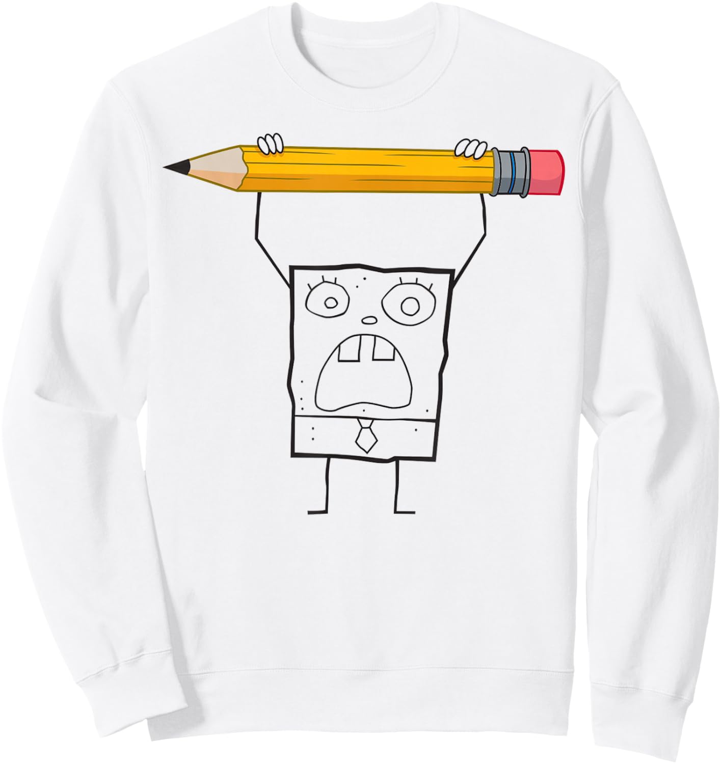 Spongebob Squarepants DoodleBob Pencil Yell Simple Sweatshirt - Sweatshirt | White