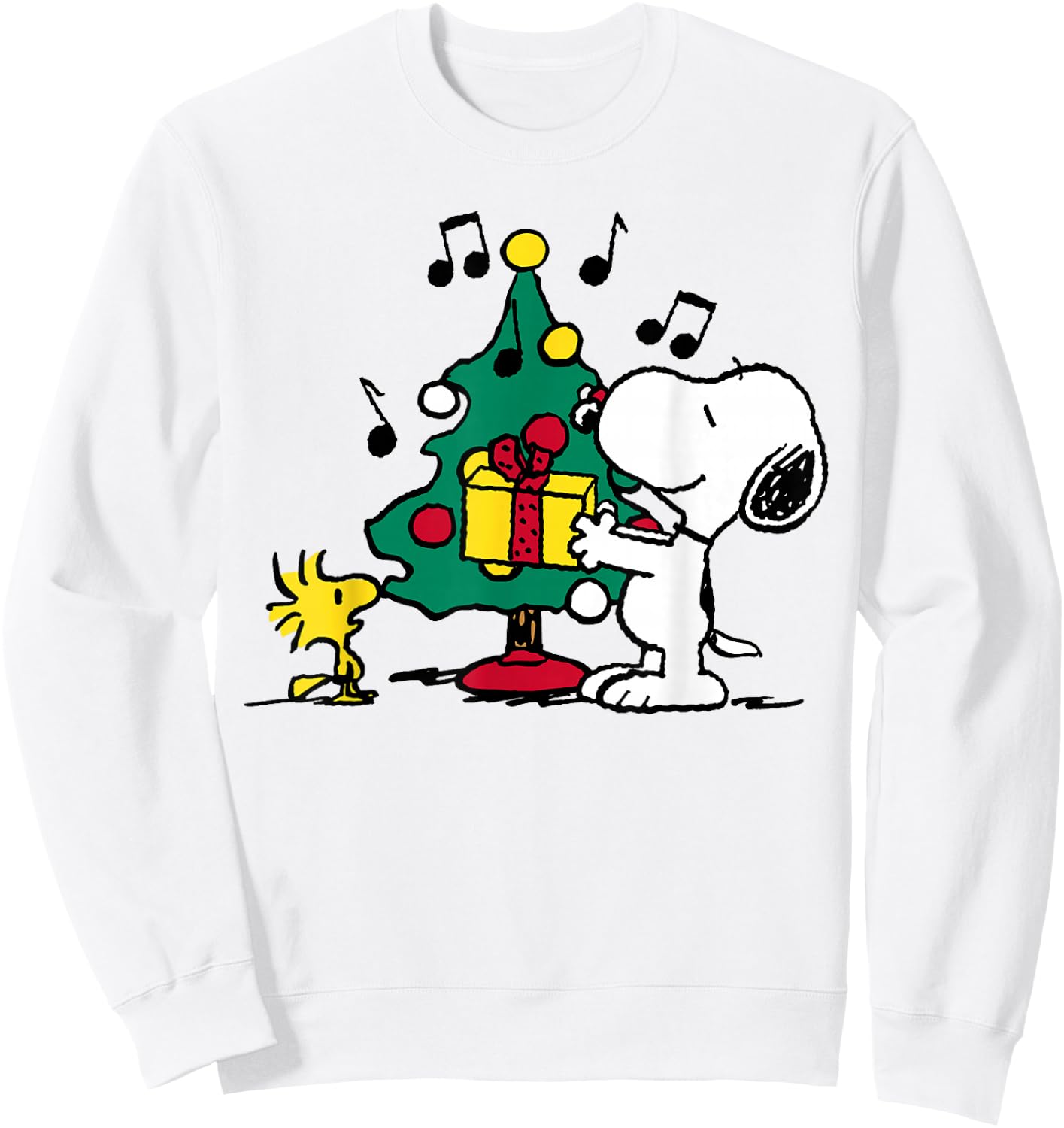 Peanuts Snoopy and Woodstock Holiday Christmas Tree Sweatshirt - Sweatshirt | White