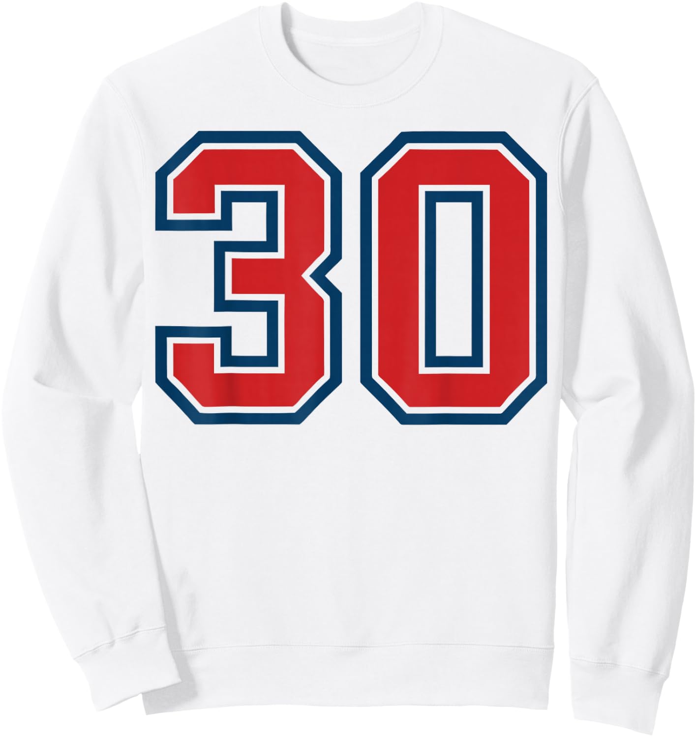 Red and Blue Sports Number 30 Jersey Uniform Player Fan Sweatshirt - Sweatshirt | White