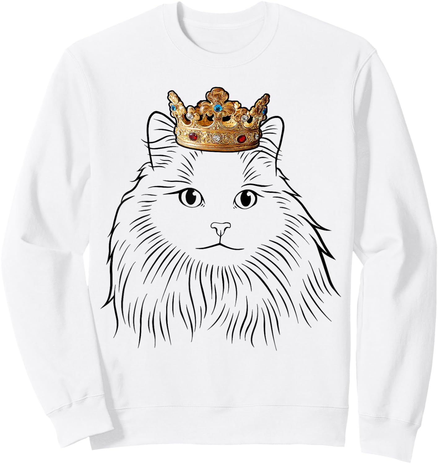 Siberian Cat Wearing Crown Women Kids Sweatshirt - Sweatshirt | White
