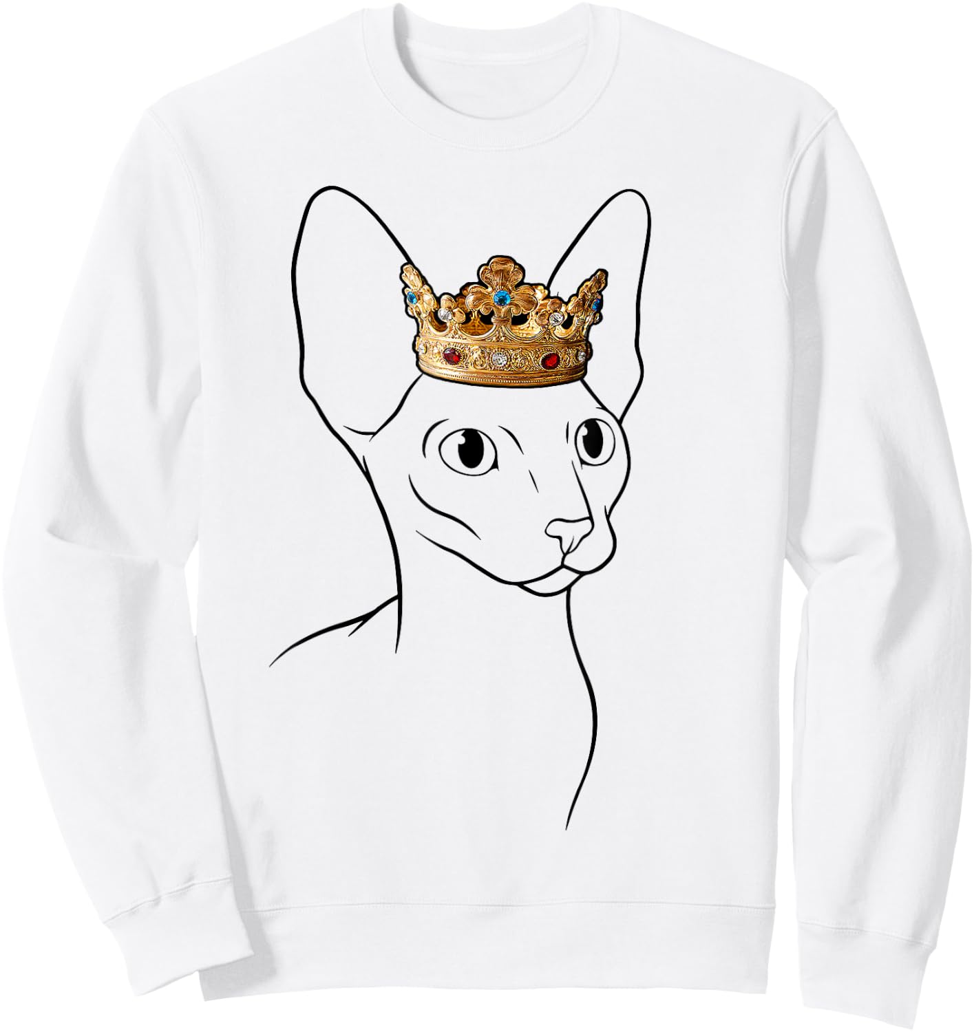 Cornish Rex Cat Wearing Crown Men Women Girls Kids Sweatshirt - Sweatshirt | White