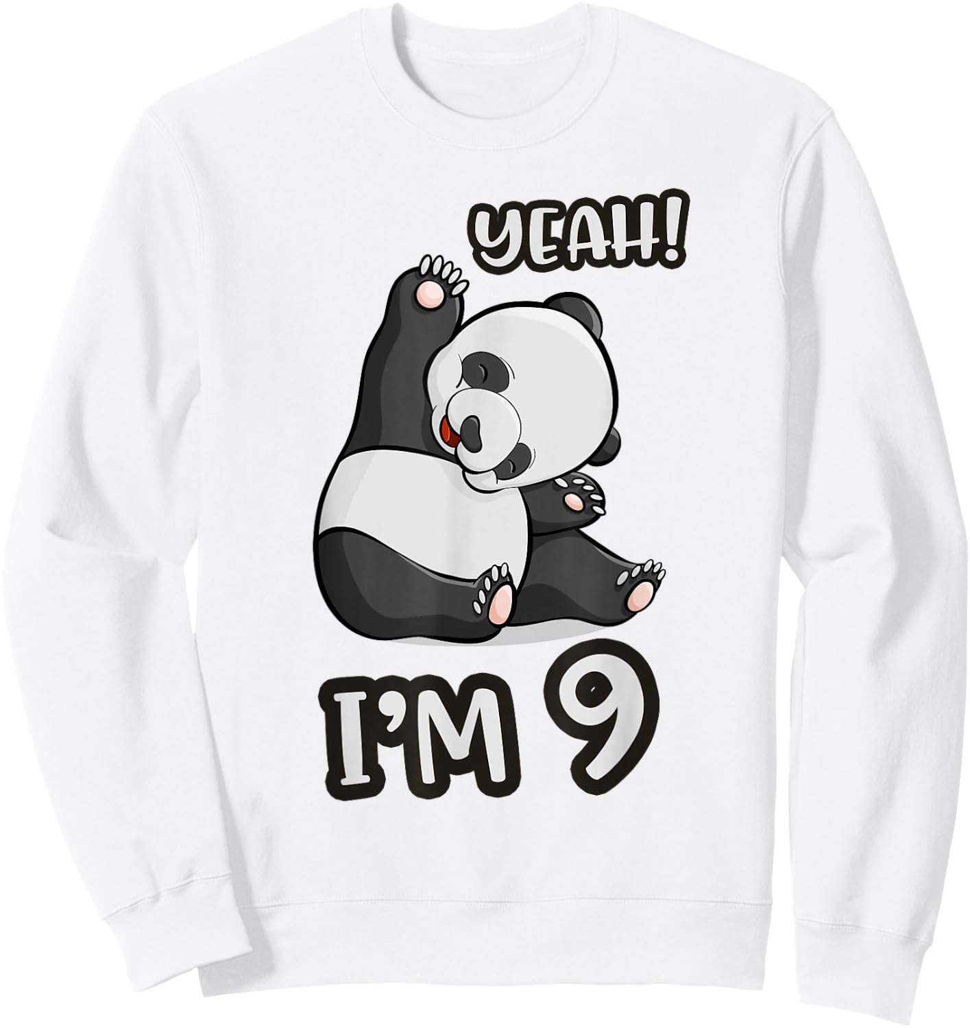 9th Birthday Cute Panda yeah im 9 Years old girl Gif Sweatshirt - Sweatshirt | White