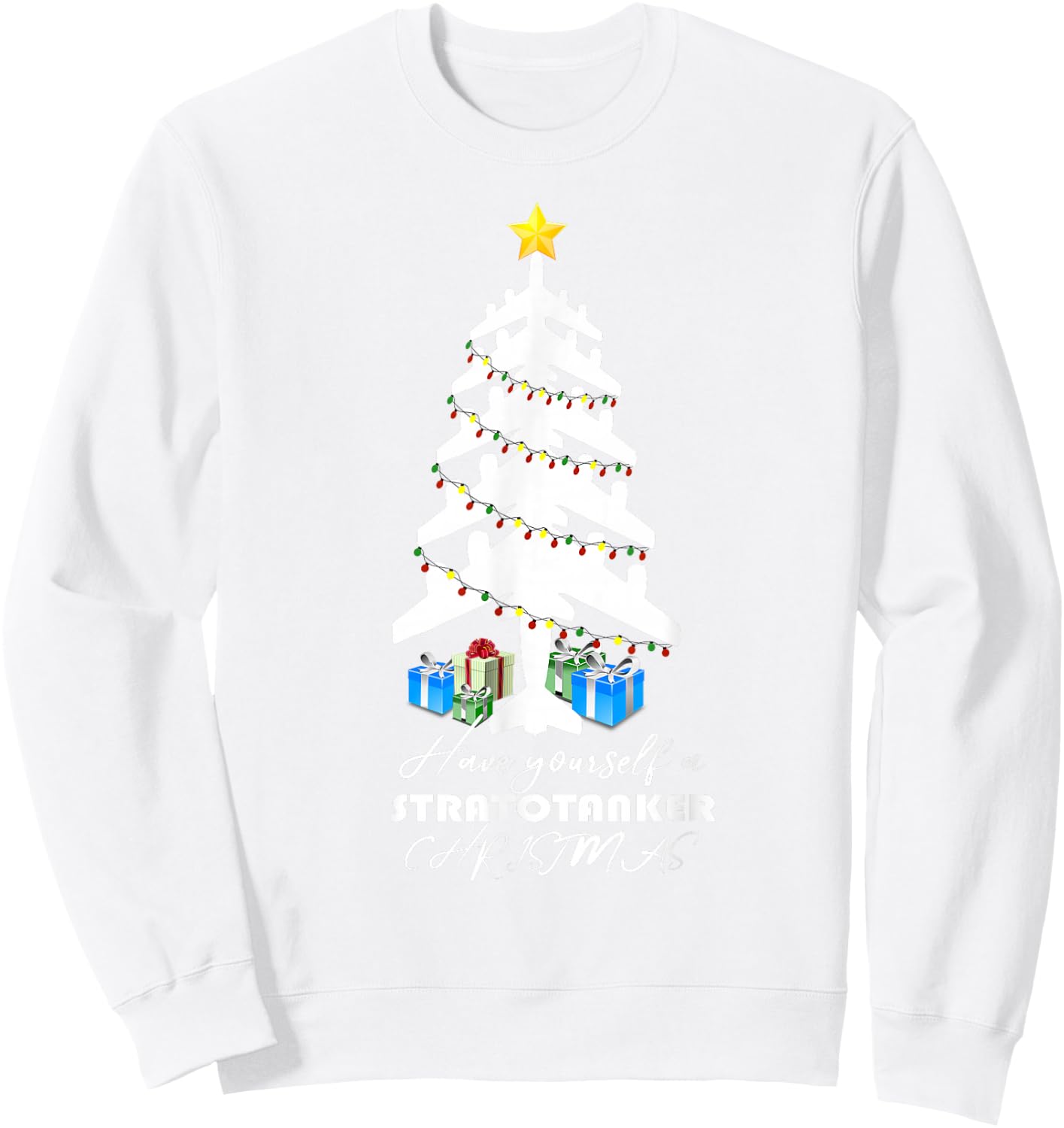 KC-135 Stratotanker Christmas Tree Sweatshirt - Sweatshirt | White