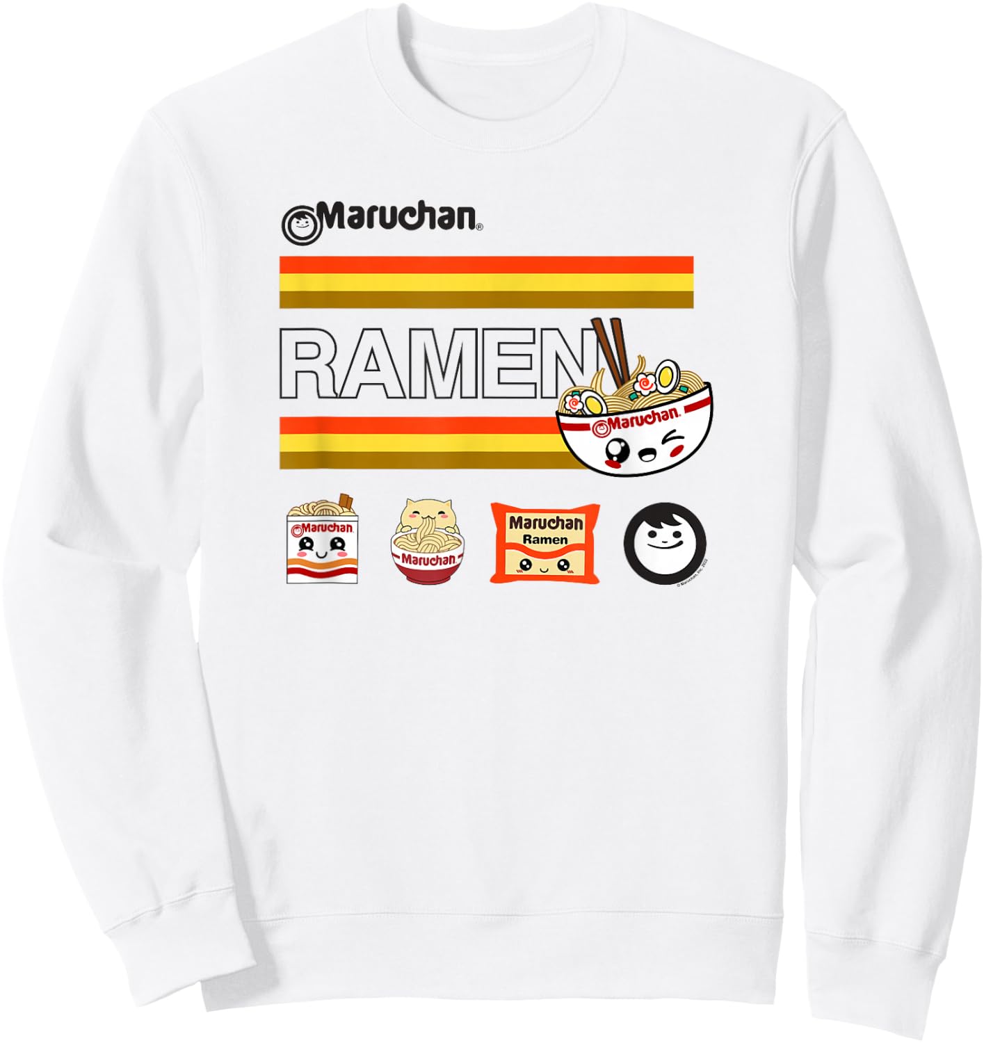 Maruchan Ramen Cute Anime Faces Logo Sweatshirt - Sweatshirt | White